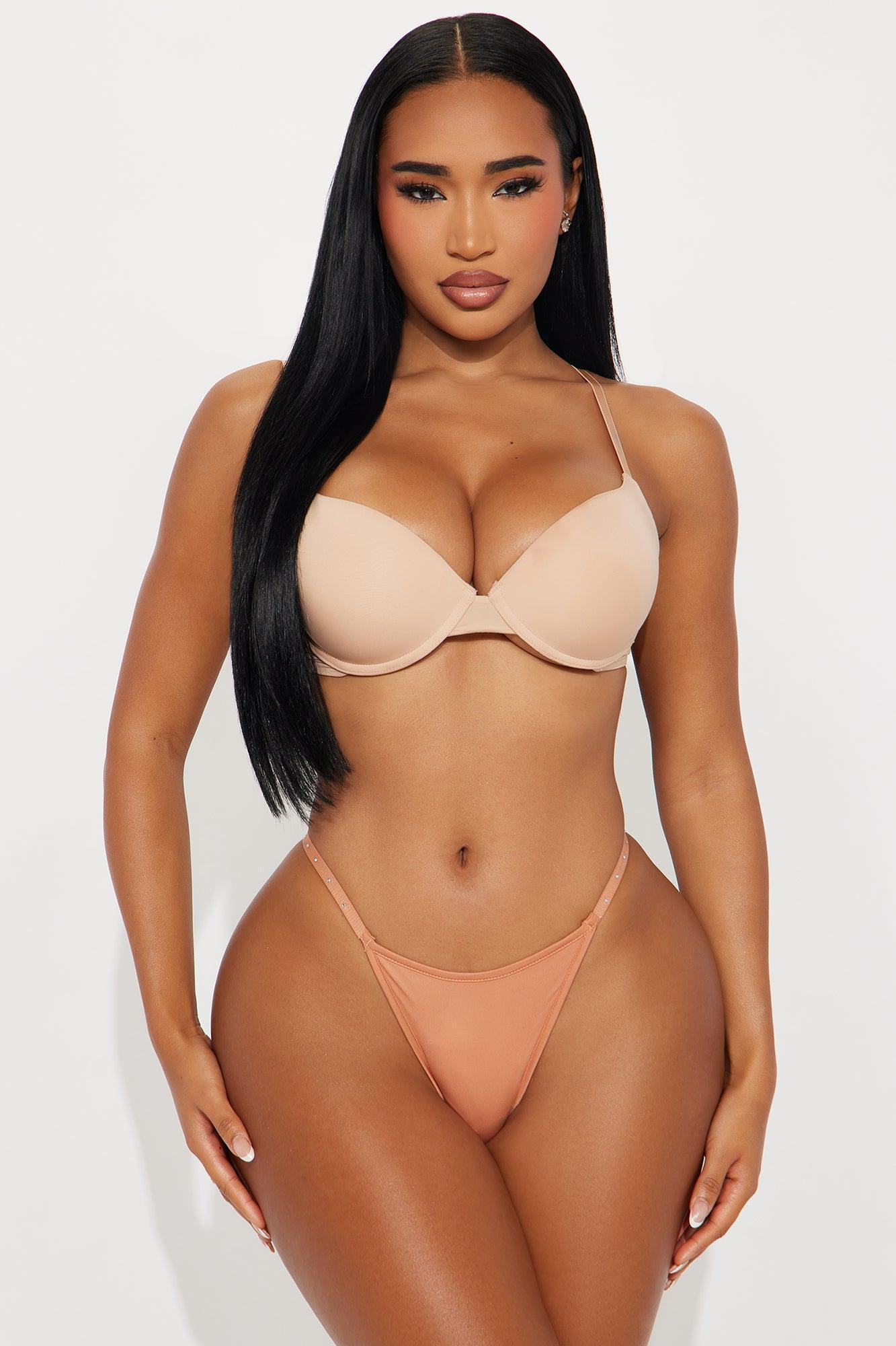 Micro String Side Thong With Rhinestones - Pink Female Product Image