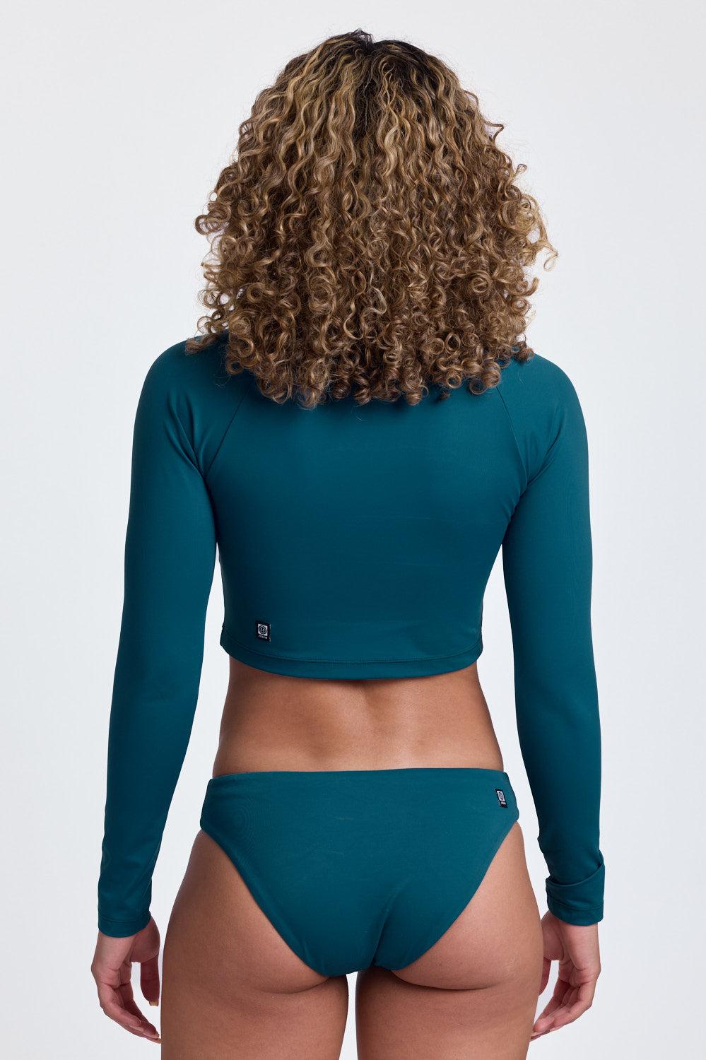 Moana Long Sleeved Crop Rashguard - Lake Product Image