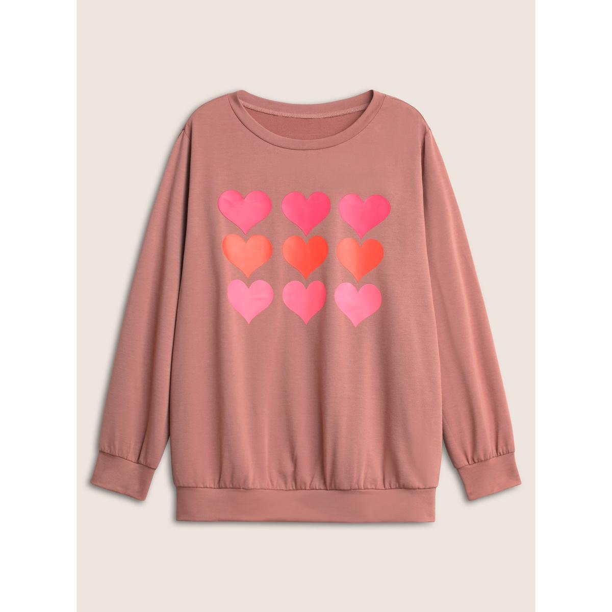 Plus Size Heart Ombre Crew Neck Sweatshirt Women DustyPink Casual Non Everyday Sweatshirts BloomChic 10/M Product Image
