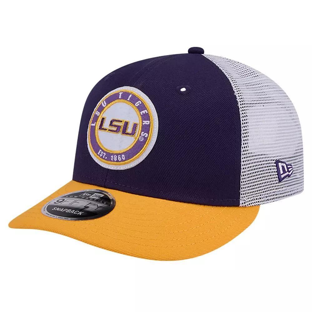 Men's New Era Purple LSU Tigers Throwback Circle Patch 9FIFTY Trucker Snapback Hat Product Image