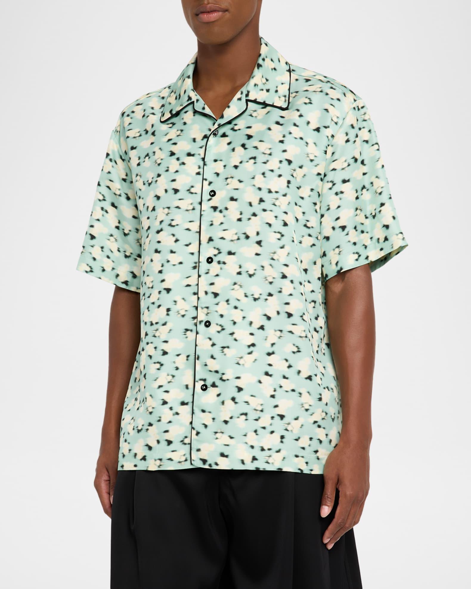 Men's Boxy-Fit Blurred Floral Bowling Shirt Product Image