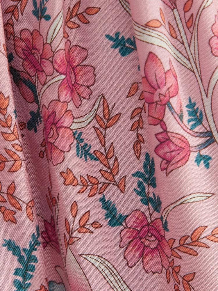 Bandana Print Square Neck Pocket Ruffles Shirred Dress Female Product Image