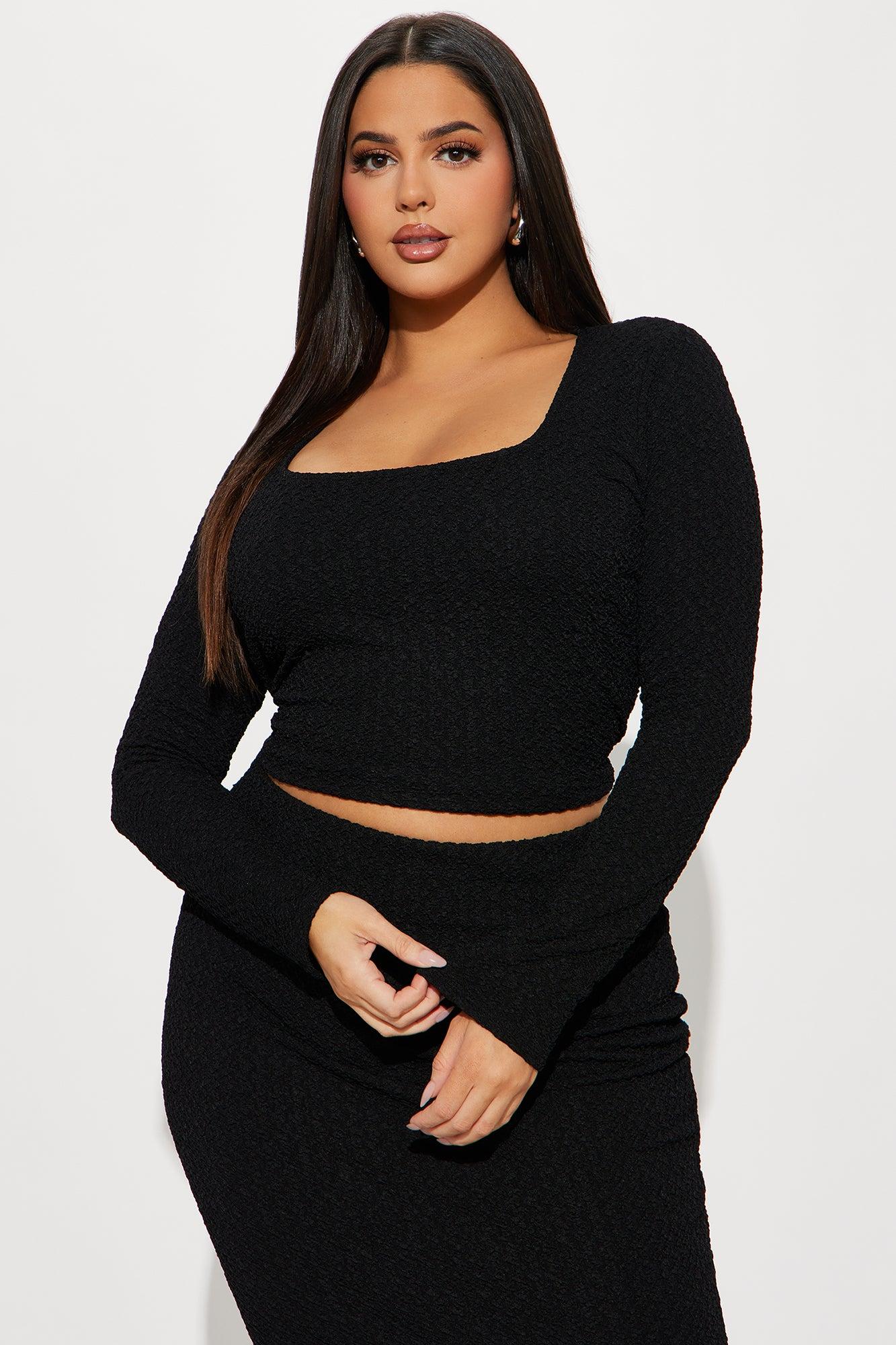 Reina Textured Skirt Set - Black Product Image