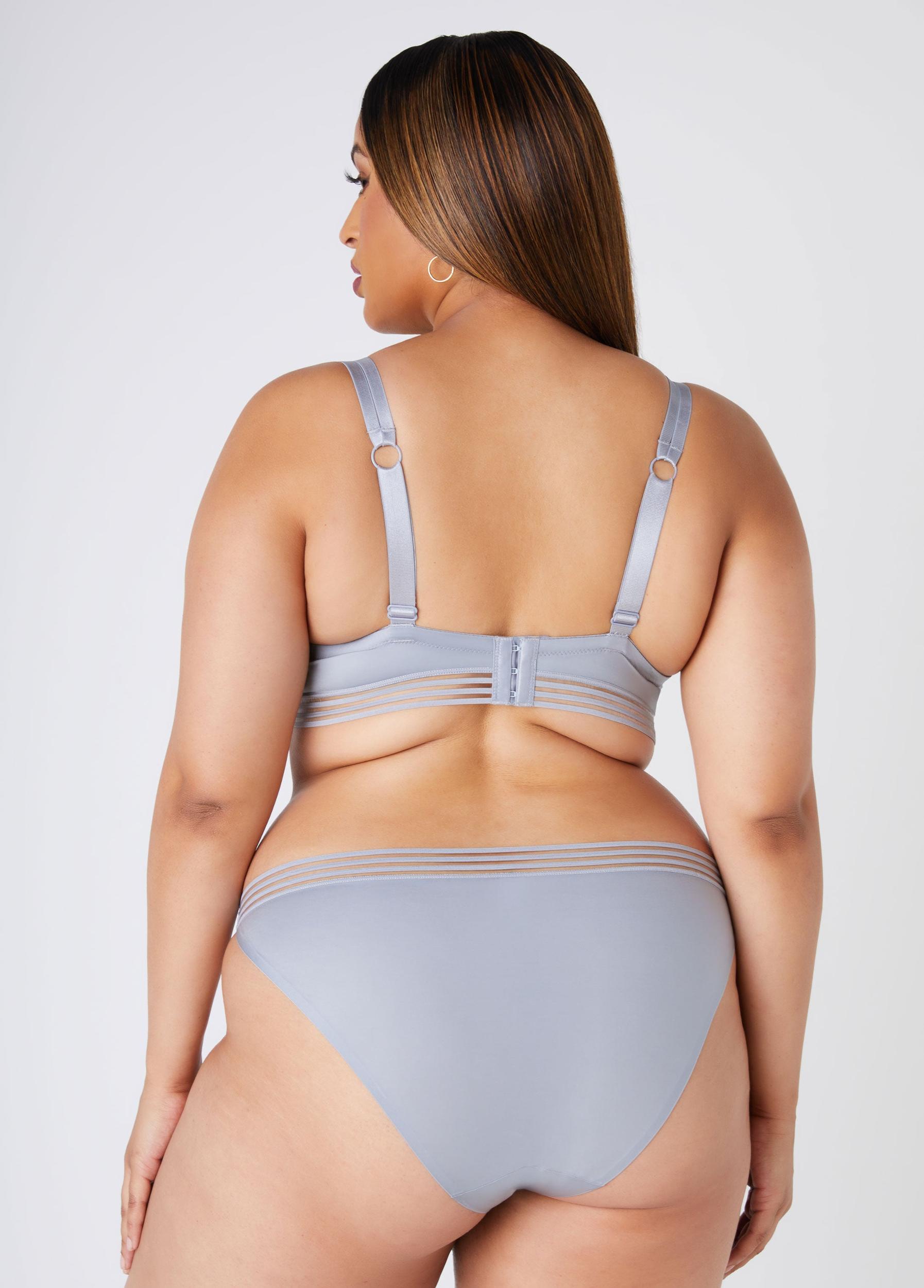 Plus Size Sheer Waist High Cut Bikini Briefs Ashley Stewart Product Image