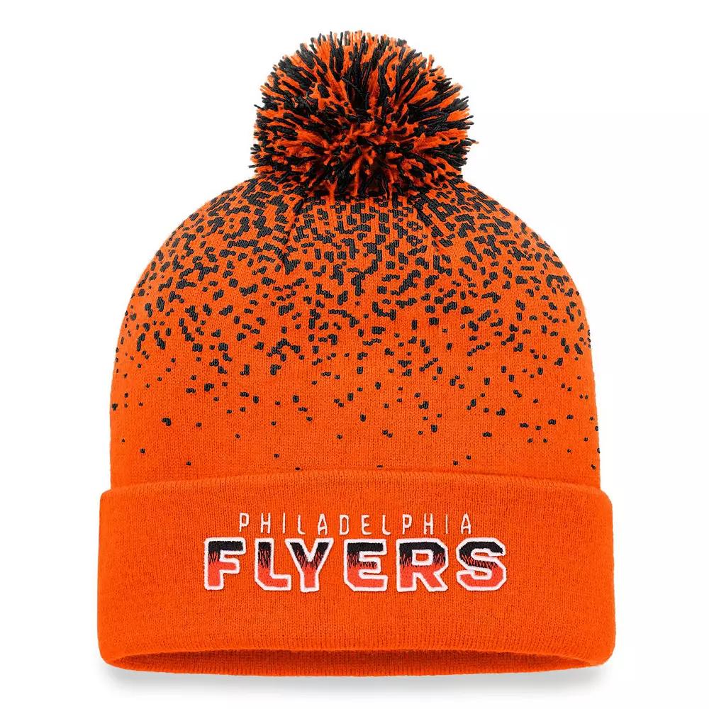 Men's Fanatics Branded Orange Philadelphia Flyers Iconic Gradient Cuffed Knit Hat with Pom, Fly Orange Product Image