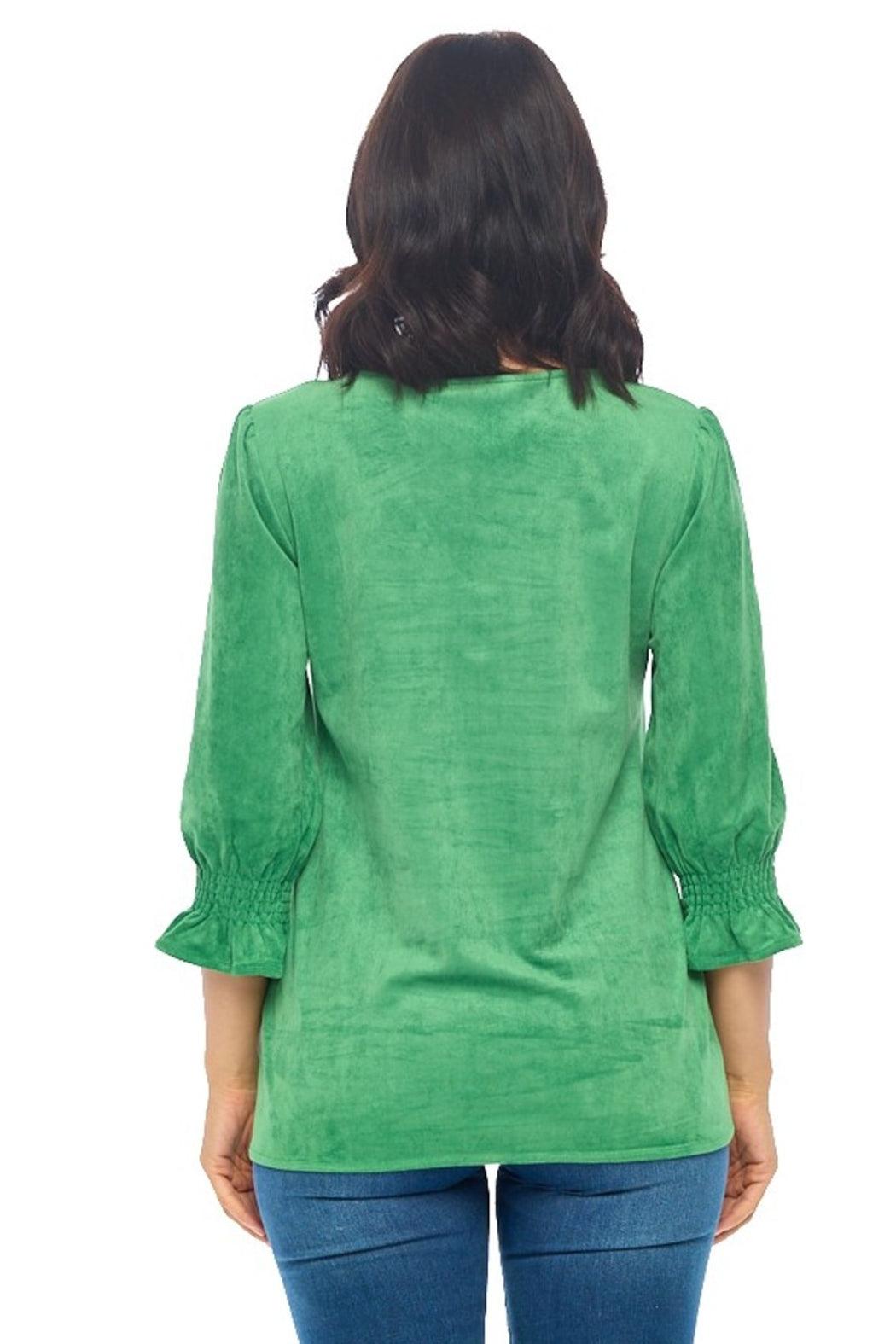 Faux Suede V-Neck Top Product Image