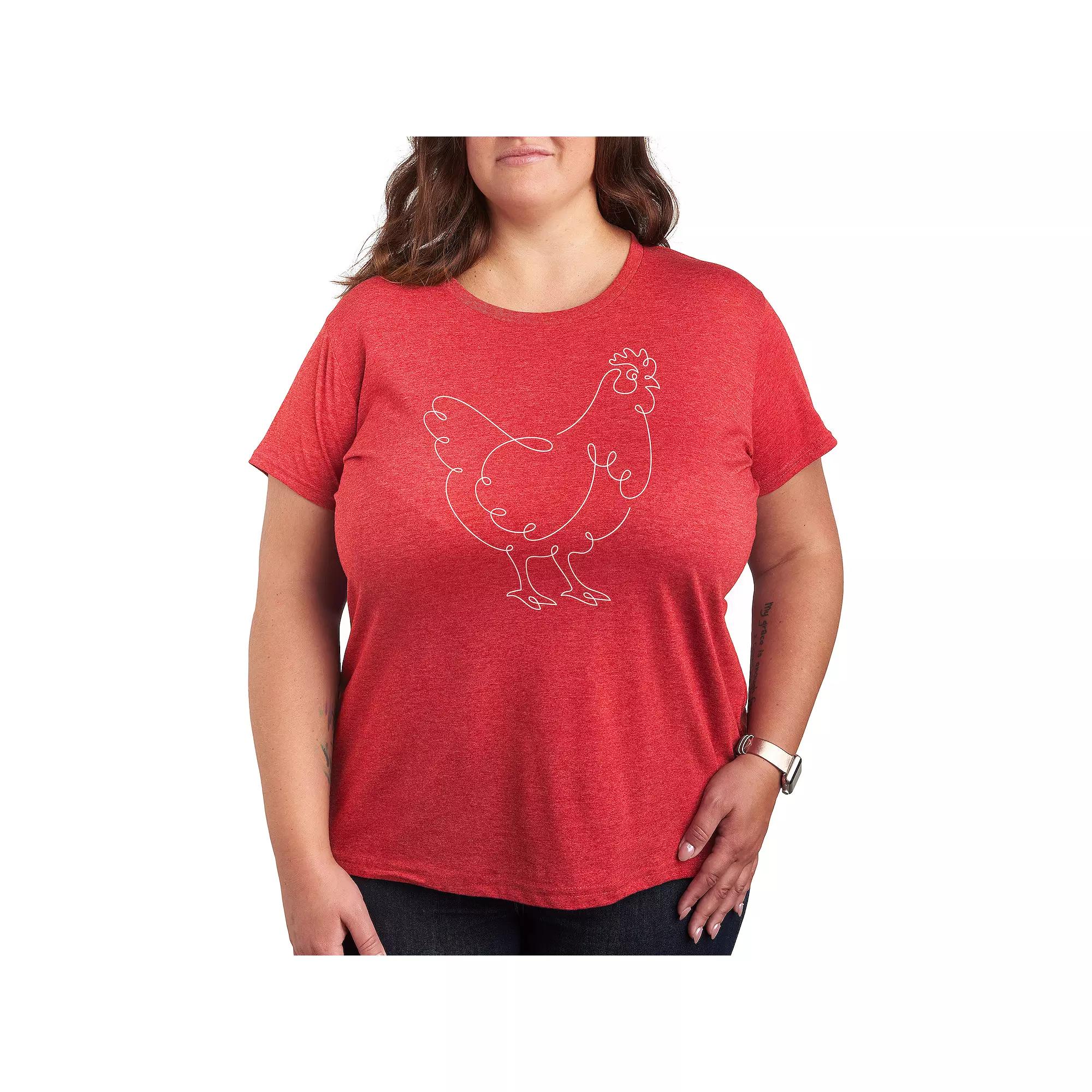 Plus Chicken Continuous Line Doodle Graphic Tee, Women's,  Product Image