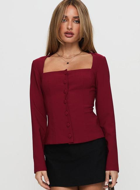Gaskin Long Sleeve Top Burgundy Product Image