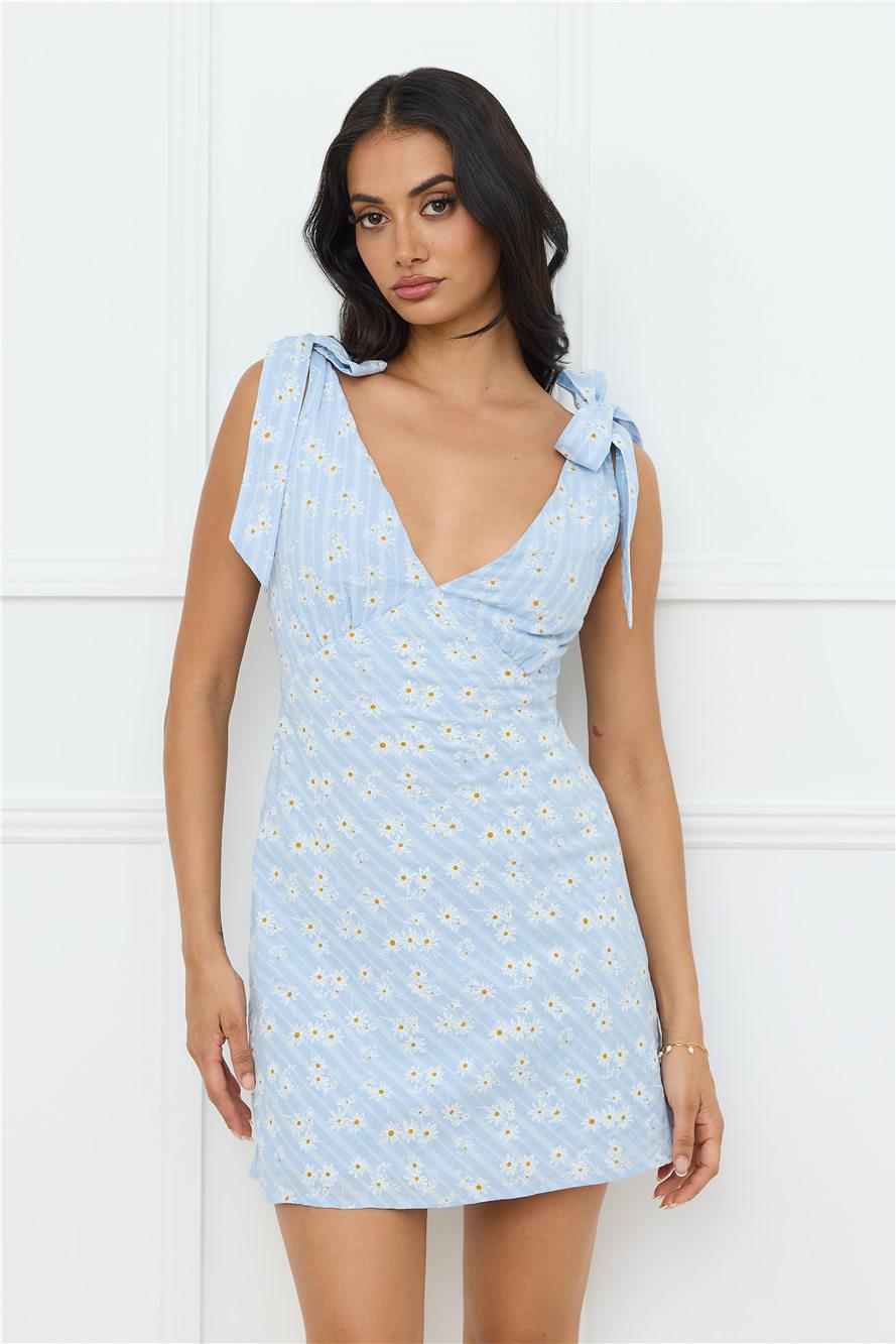 Painted Daisy Mini Dress Blue Product Image
