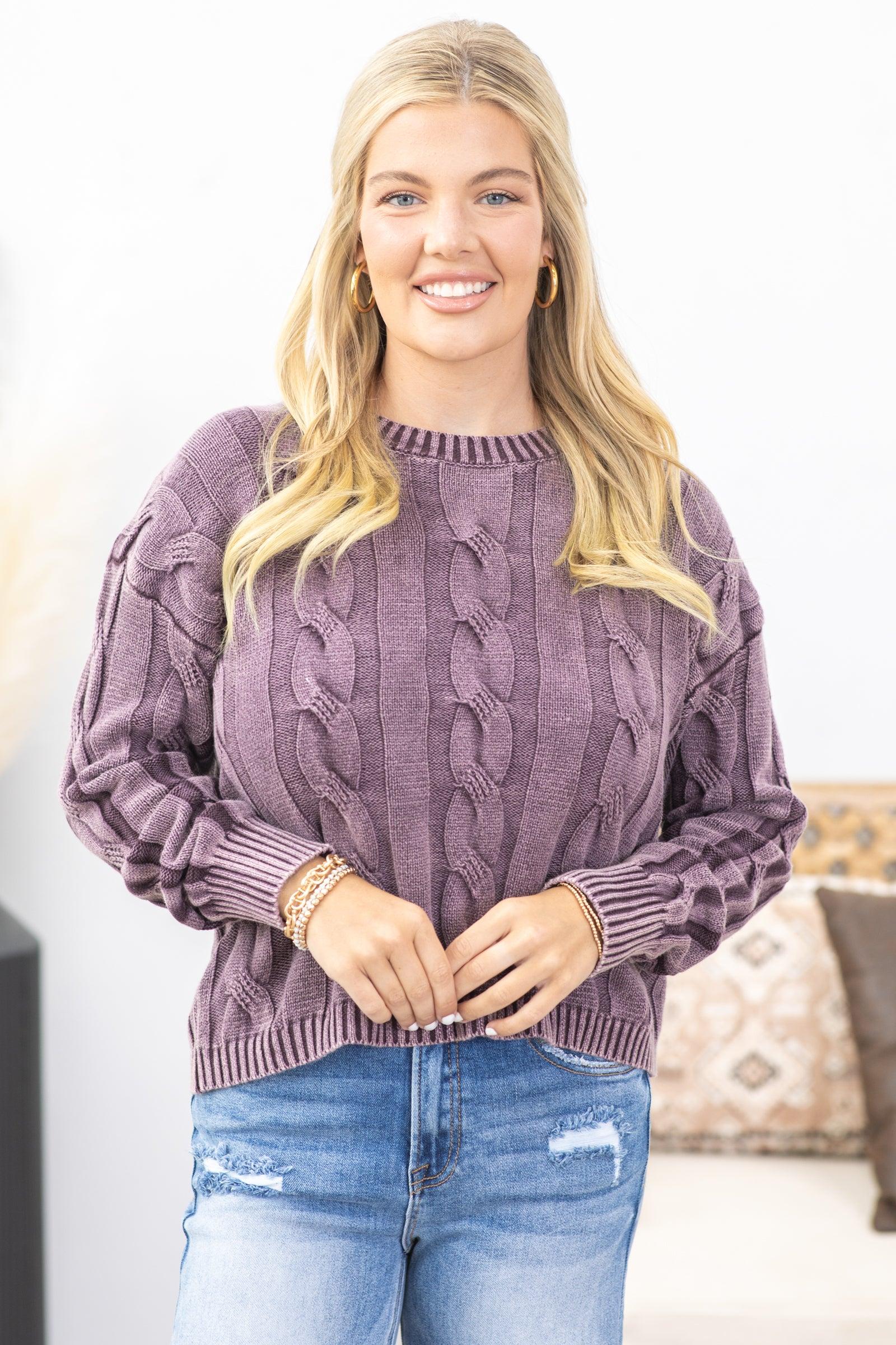 Mineral Washed Cable Knit Sweater Product Image