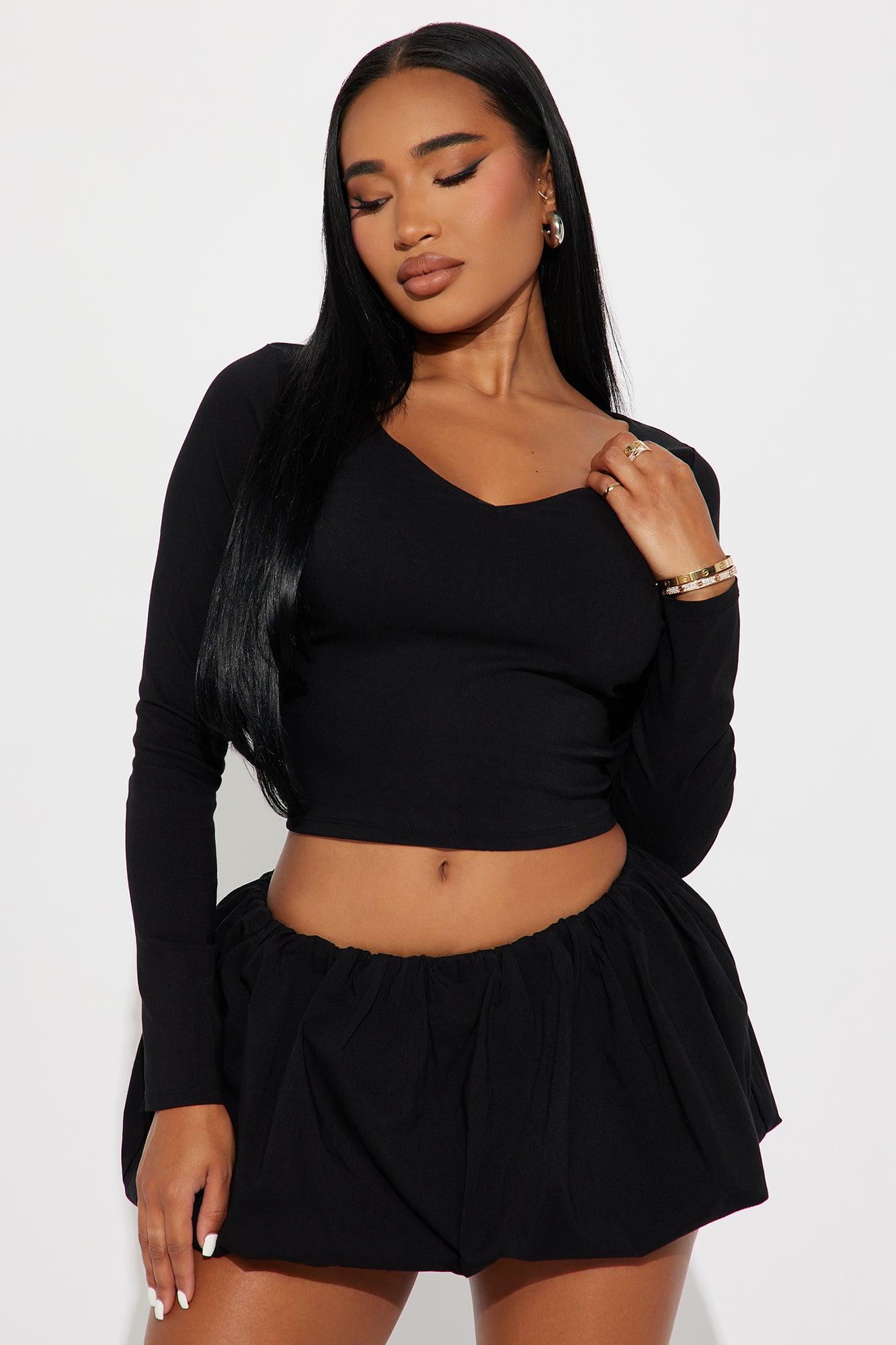 Lillana Bubble Hem Skirt Set - Black Product Image