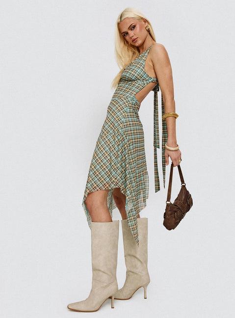 Blaize Asymmetrical Midi Dress Multi Check Product Image