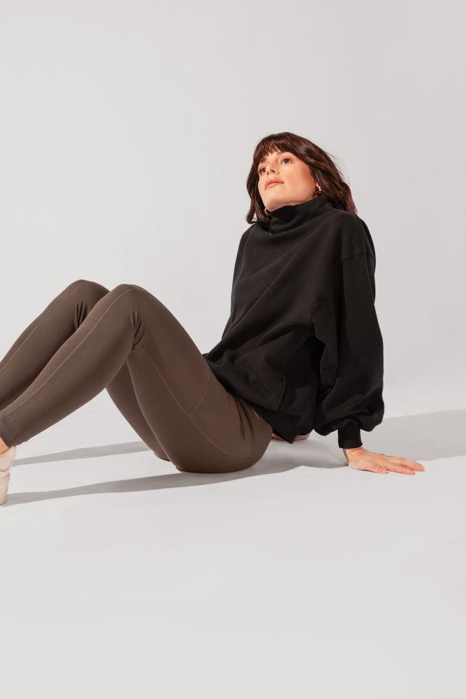 Ooey Gooey Mockneck Sweatshirt with Pockets - Black Product Image