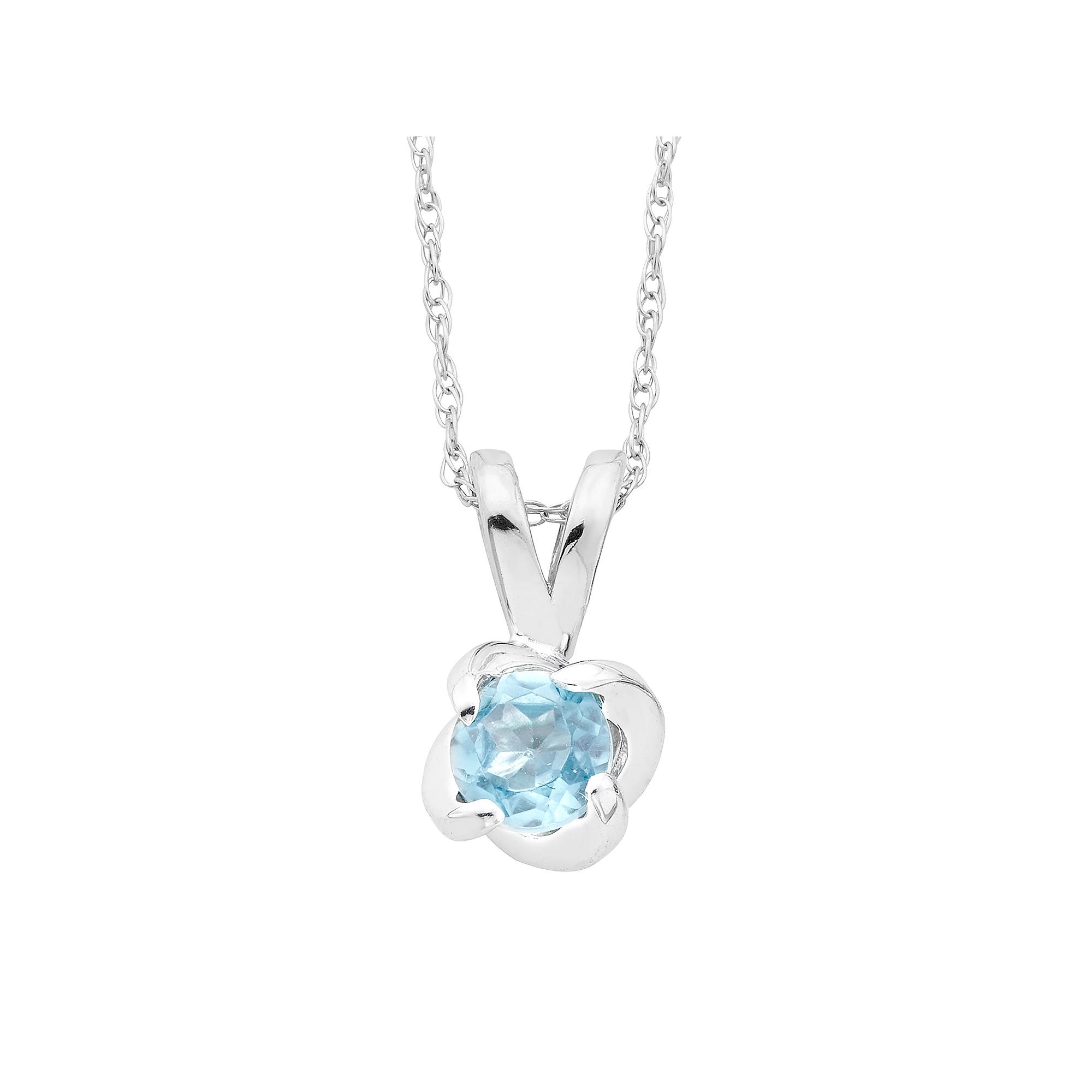 Boston Bay Diamonds Sterling Silver Birthstone Swirl Pendant Necklace, Womens Blue Topaz Product Image
