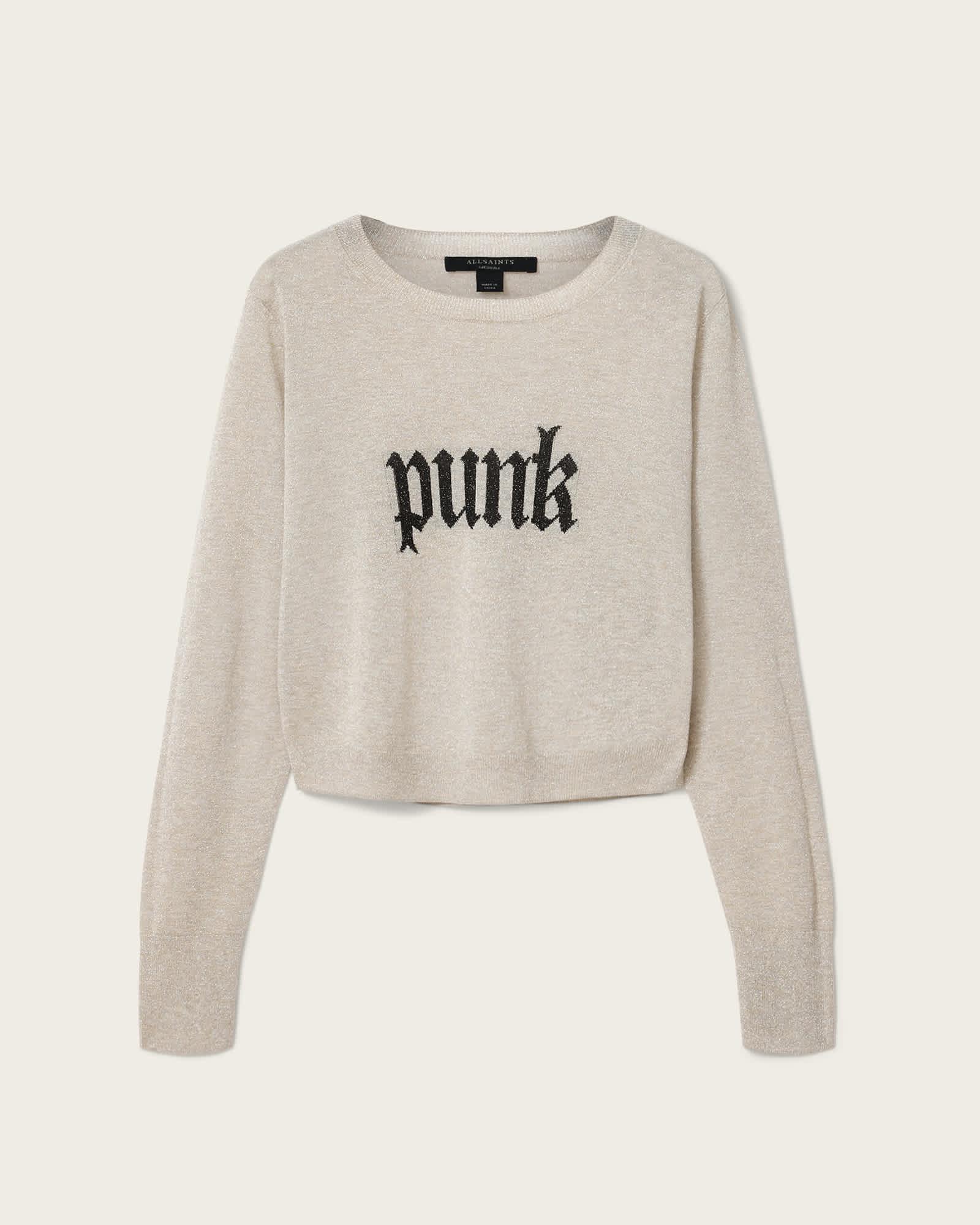 Deetz Knitted Motif Sweater Chalk White | ALLSAINTS US Product Image