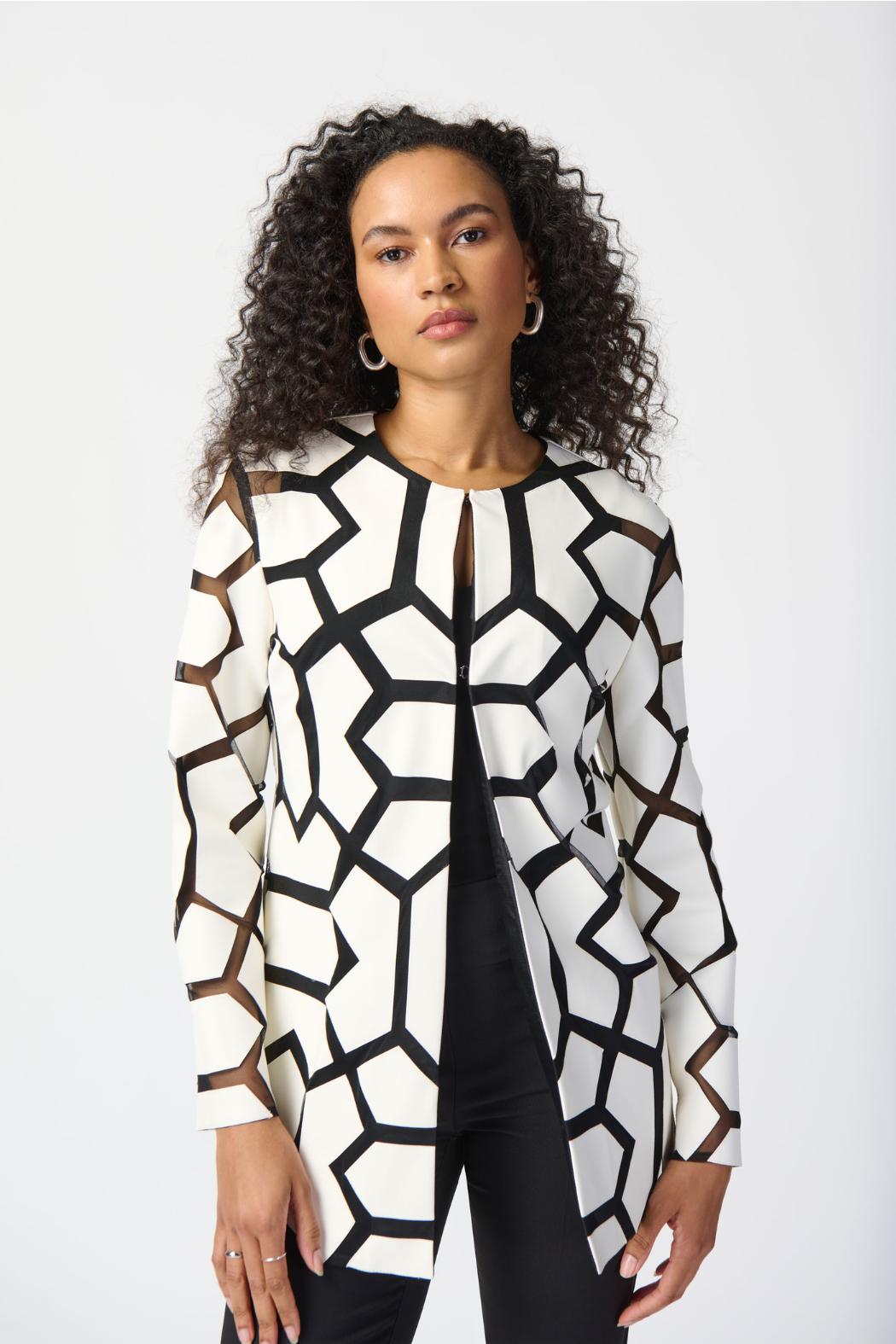 Geometric Pattern Dual Fabric Jacket Product Image