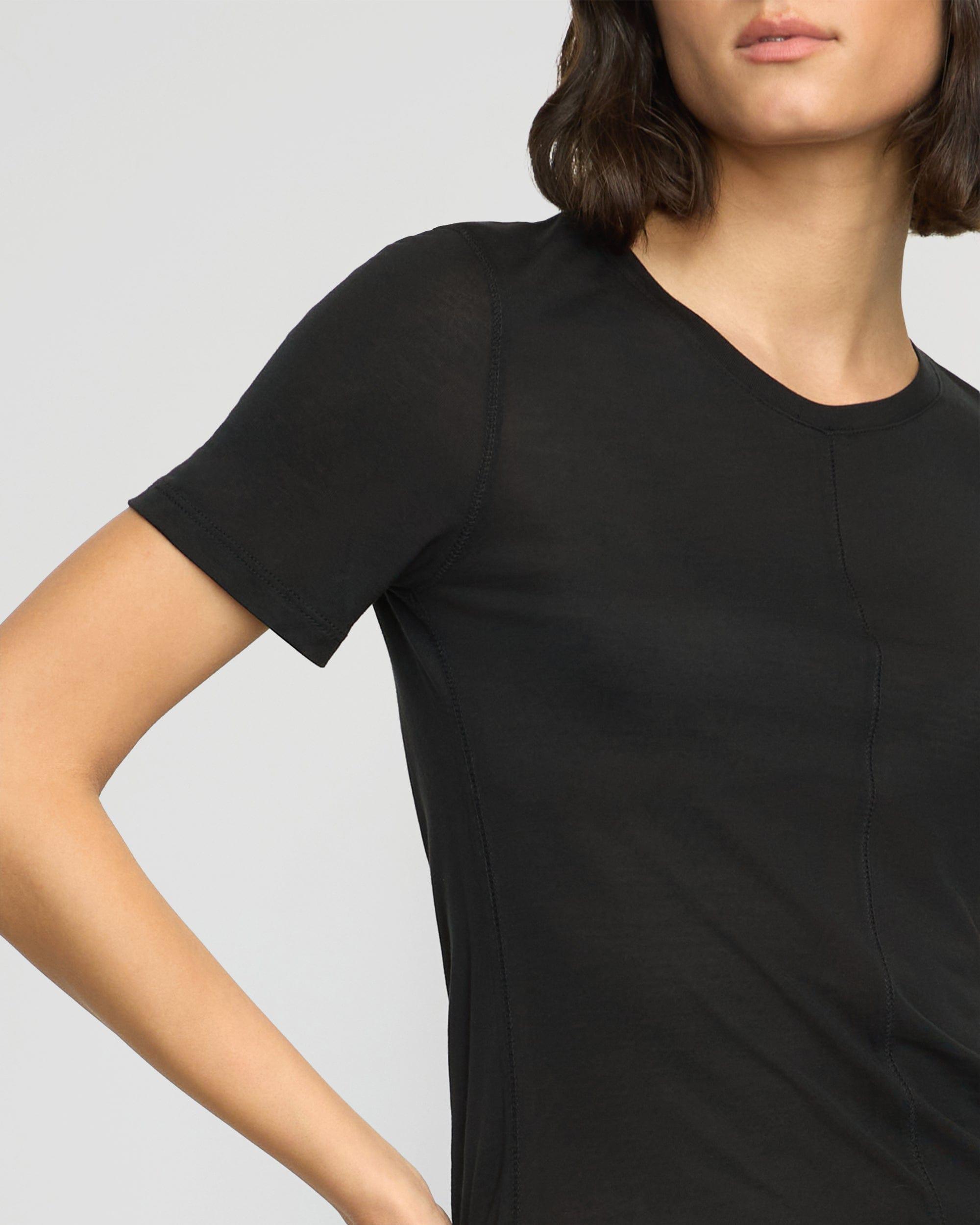 Thea Semi-Sheer Tencel Crew-Neck Tee Product Image