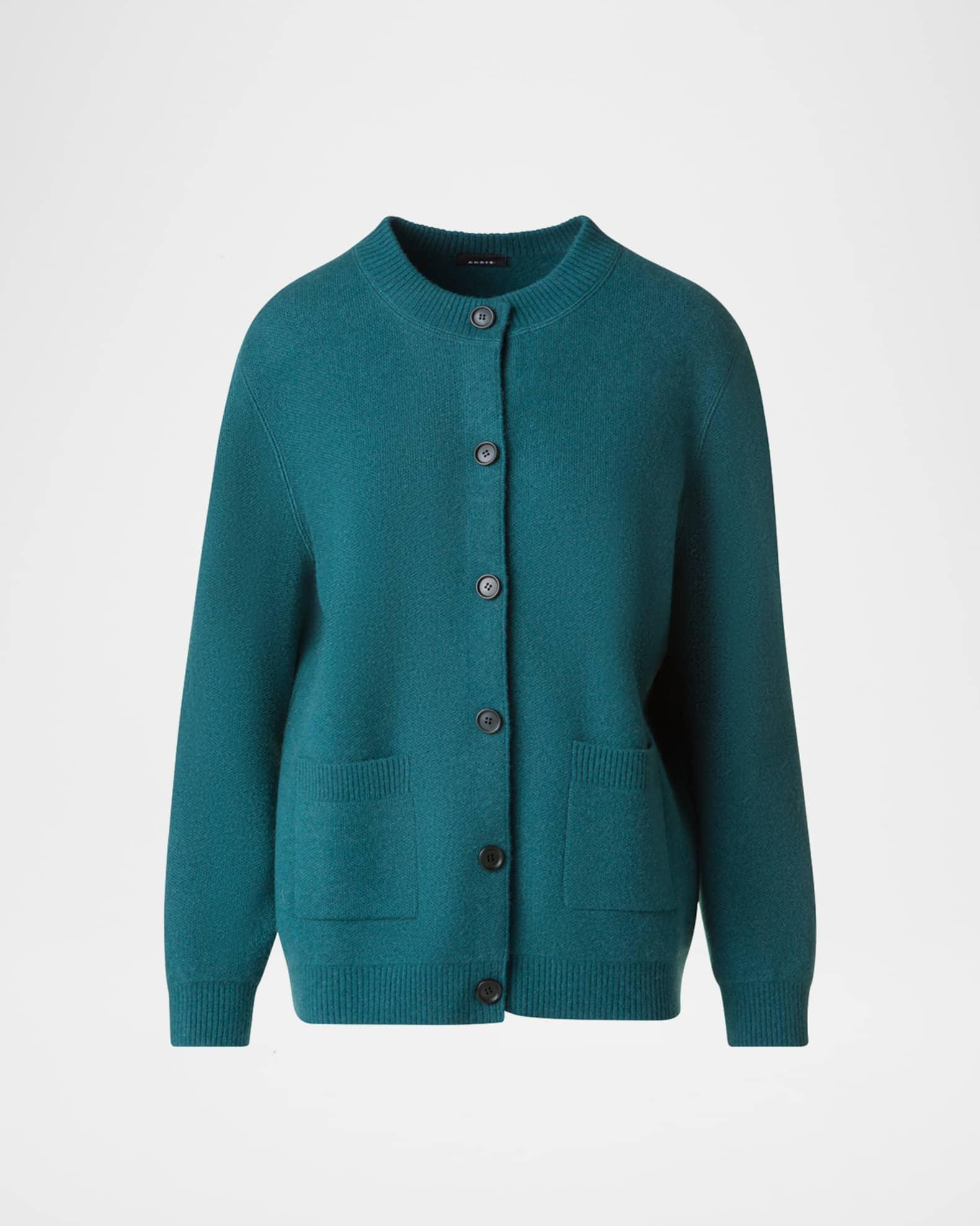 Pure Cashmere Pique Knit Crewneck Cardigan Product Image