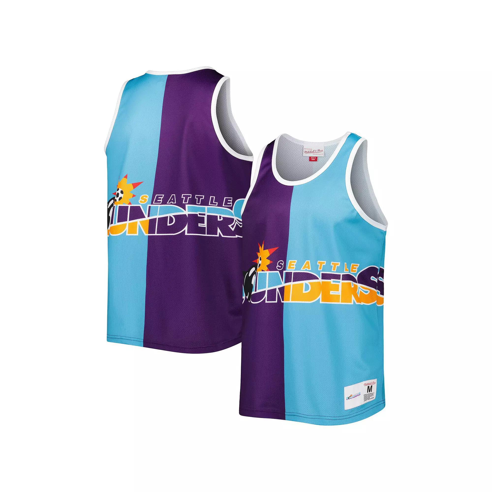 Men's Mitchell & Ness Purple/Blue Seattle Sounders FC Sublimated Split Logo Tank Top, Size: 2XL Product Image