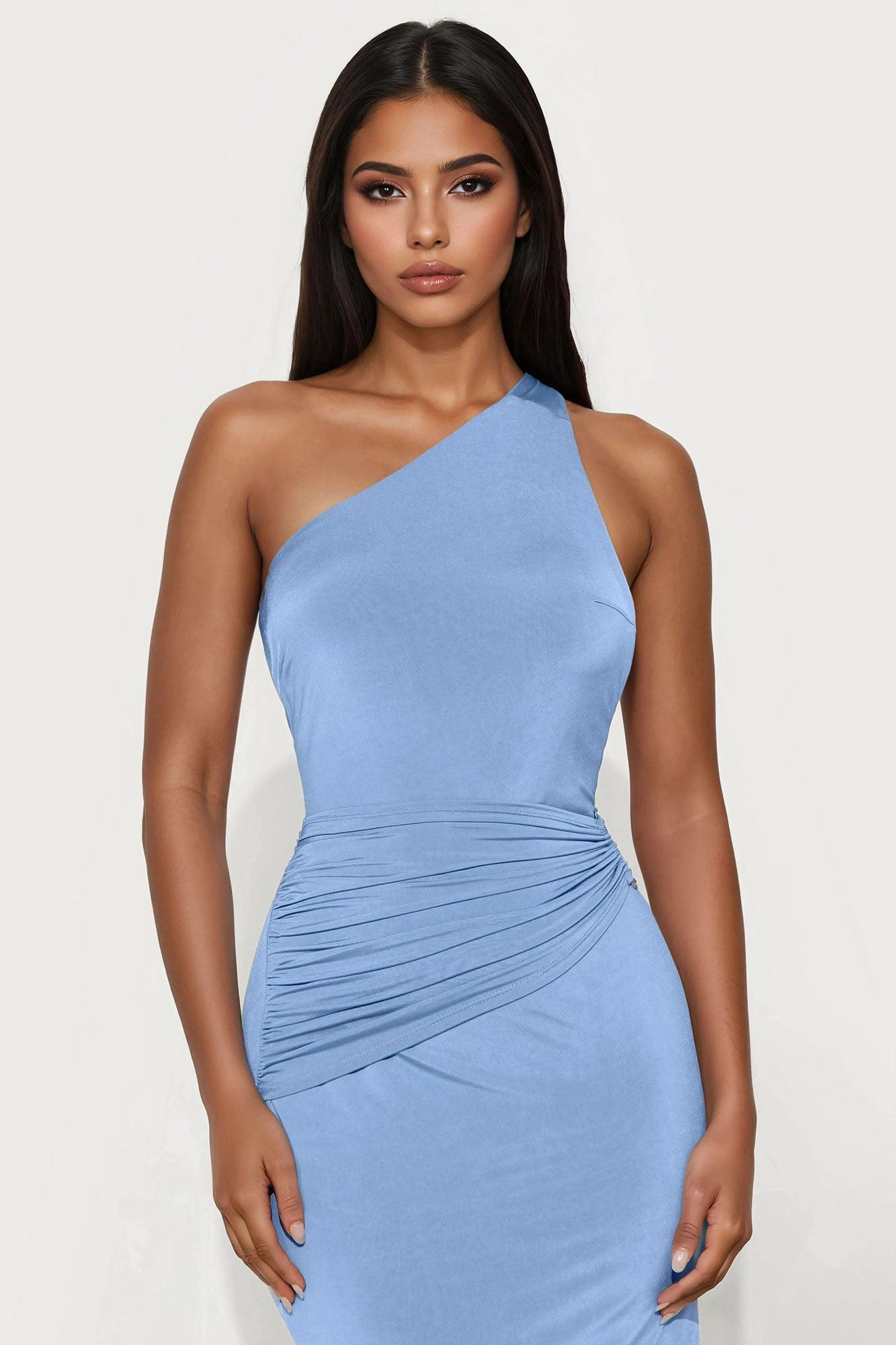 Midnight Vice Backless Maxi Dress - Light Blue Female Product Image