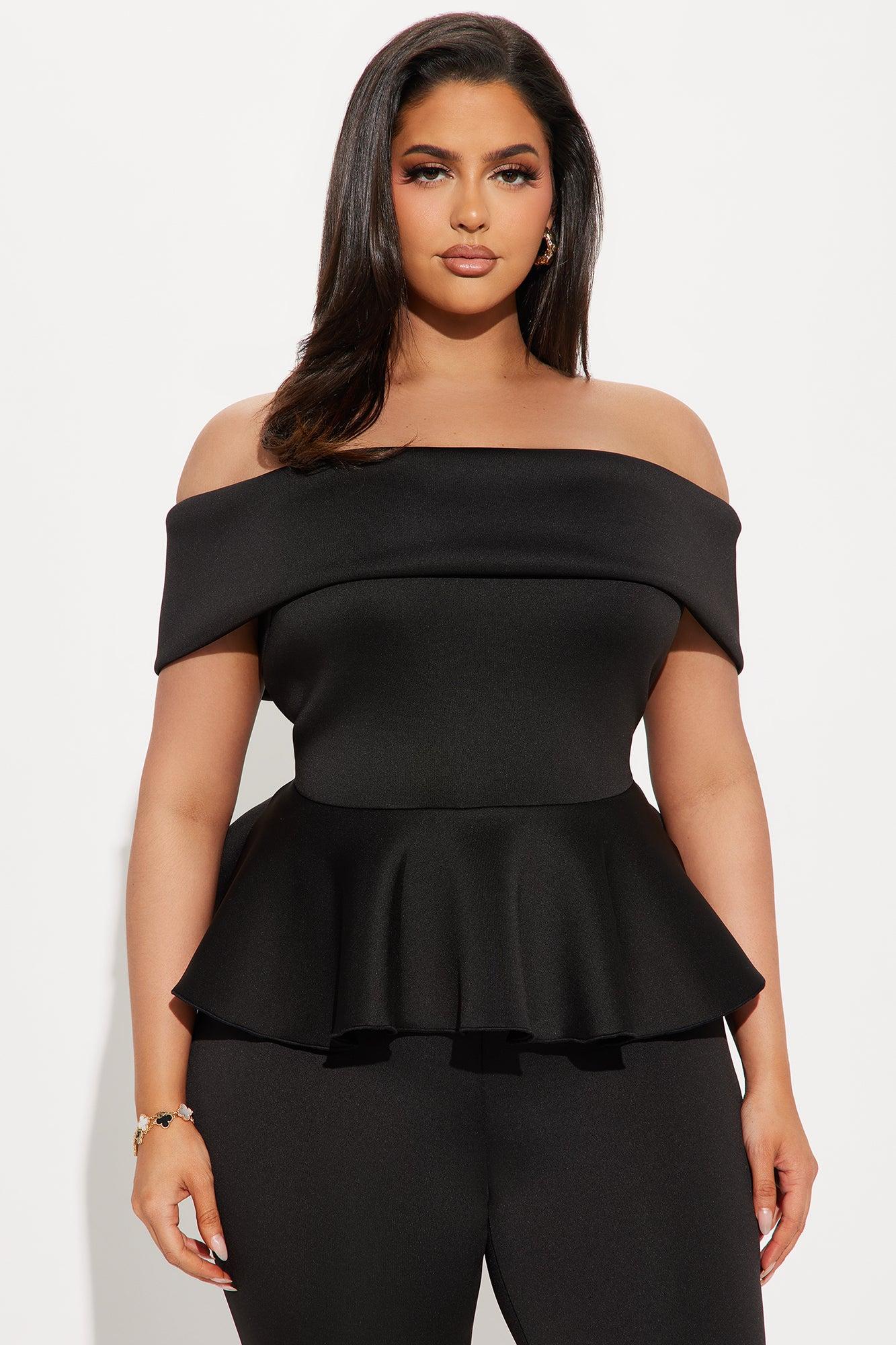 My Pretty Peplum Pant Set - Black Product Image