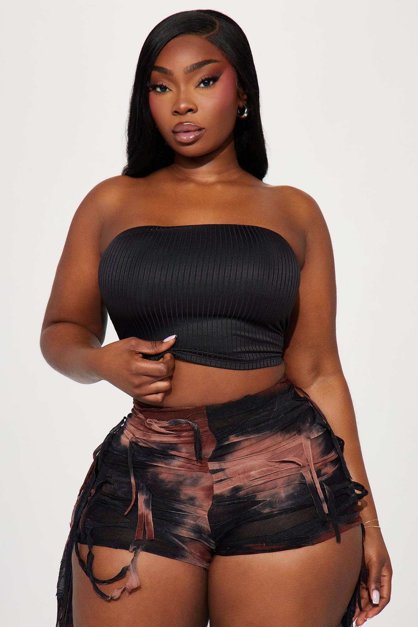 Masha Double Lined Ribbed Tube Top - Black Product Image