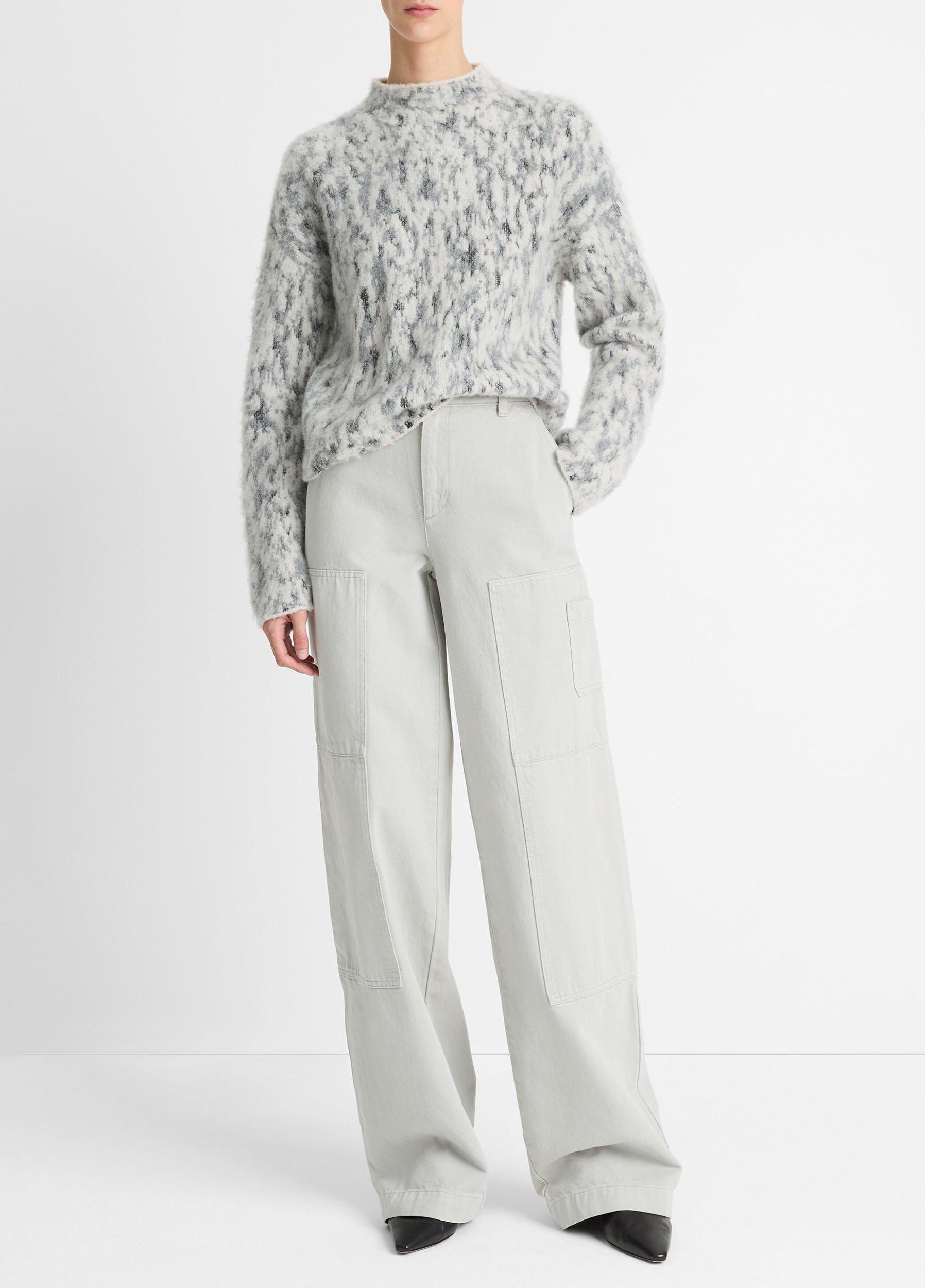 Abstract Onyx Jacquard Wool-Blend Mock Neck Sweater Product Image