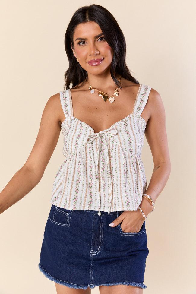 Floral Daydream Ivory Floral Woven Tank FINAL SALE Product Image