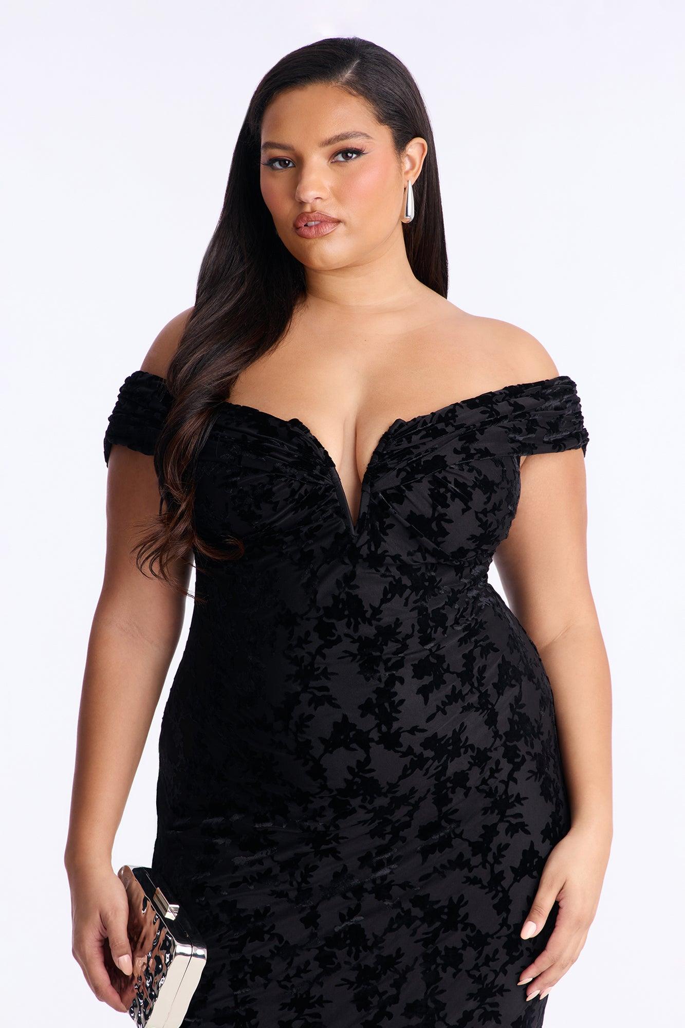 Milena Flocked Mesh Midi Dress - Black Female Product Image