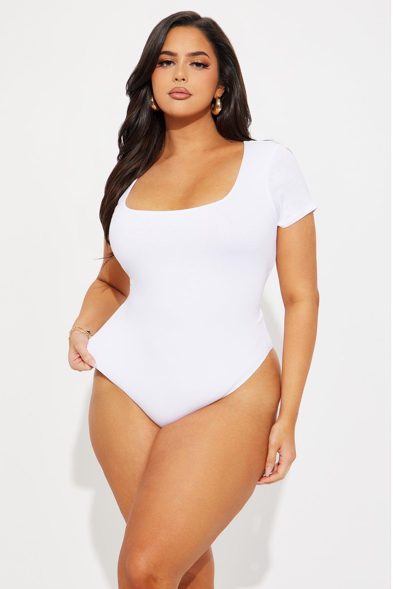 Devyn Double Layered Bodysuit - White Product Image