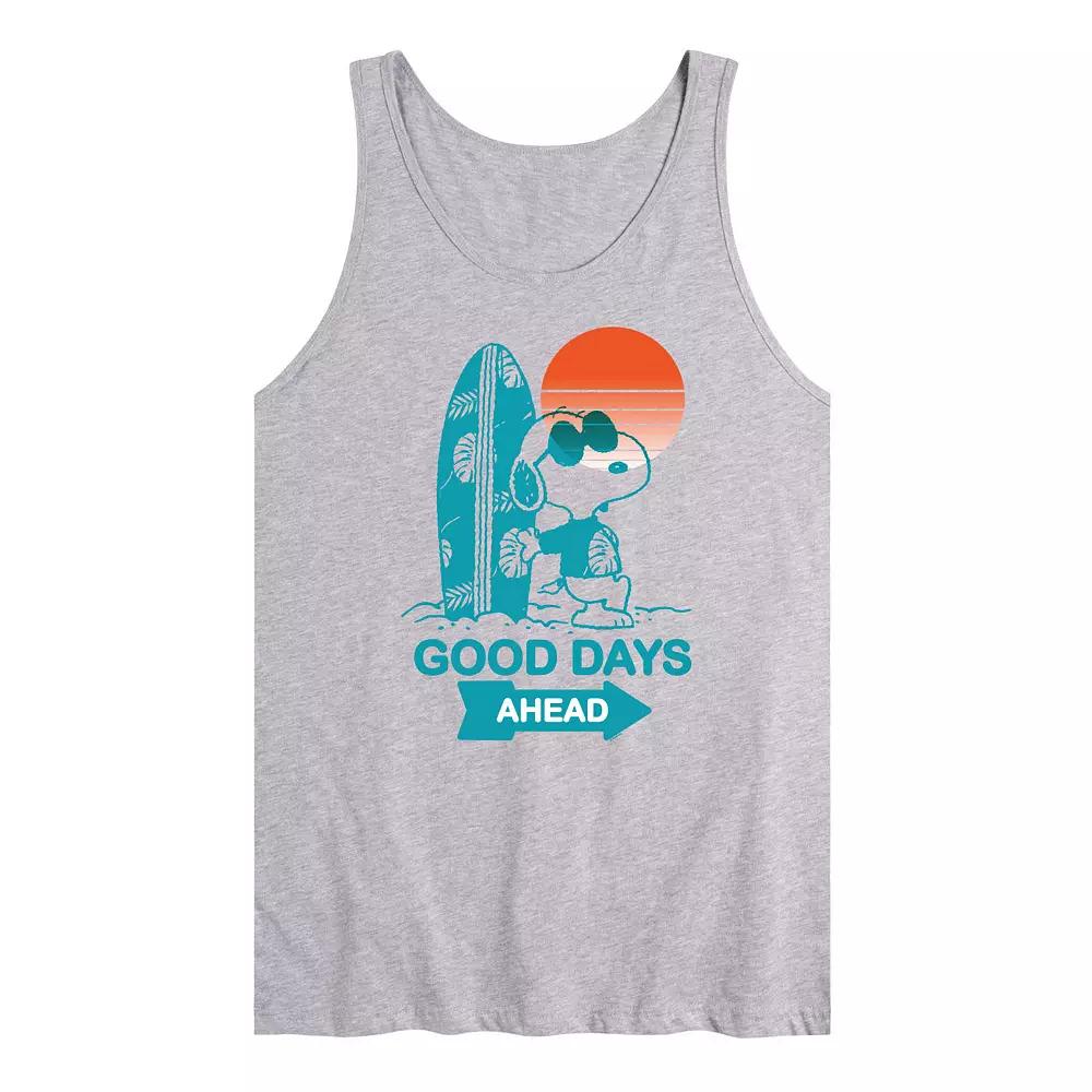 Men's Peanuts Snoopy Good Days Ahead Surfing Graphic Tank Top,  Product Image