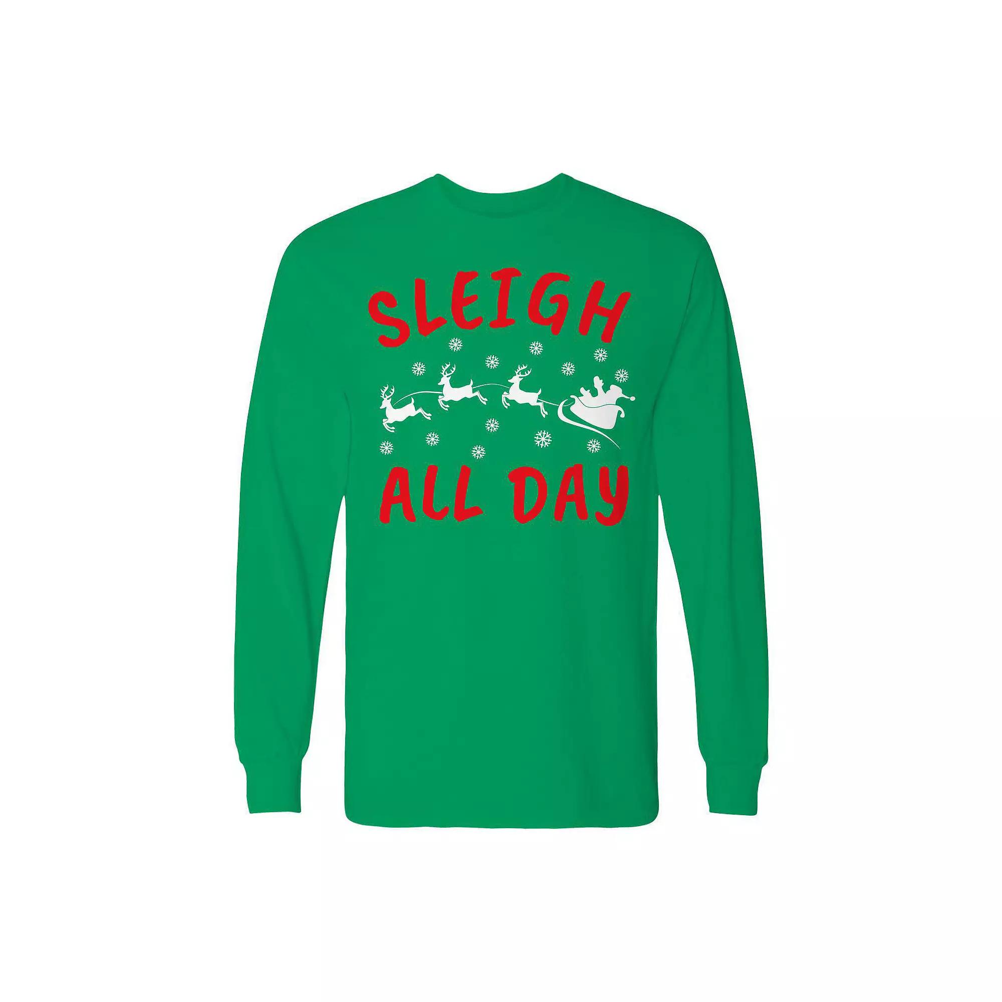 Men's Christmas Sleigh All Day Long Sleeve Graphic Tee, Adult Unisex,  Product Image