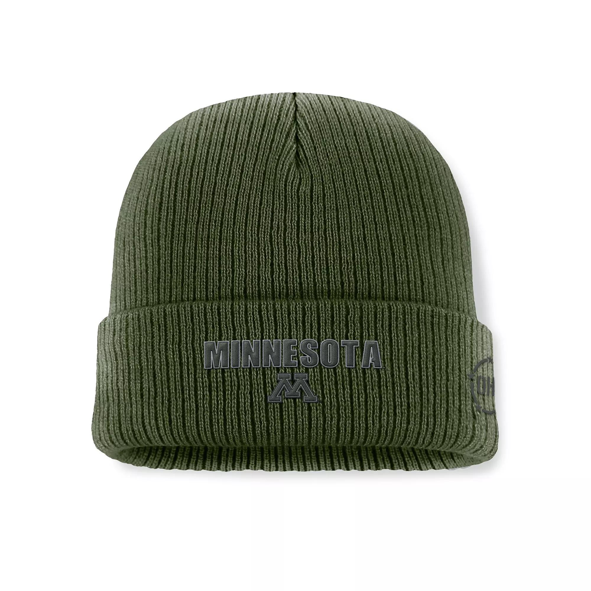 Men's Top of the World Green Minnesota Golden Gophers OHT Military Appreciation Badge Cuffed Knit Hat Product Image