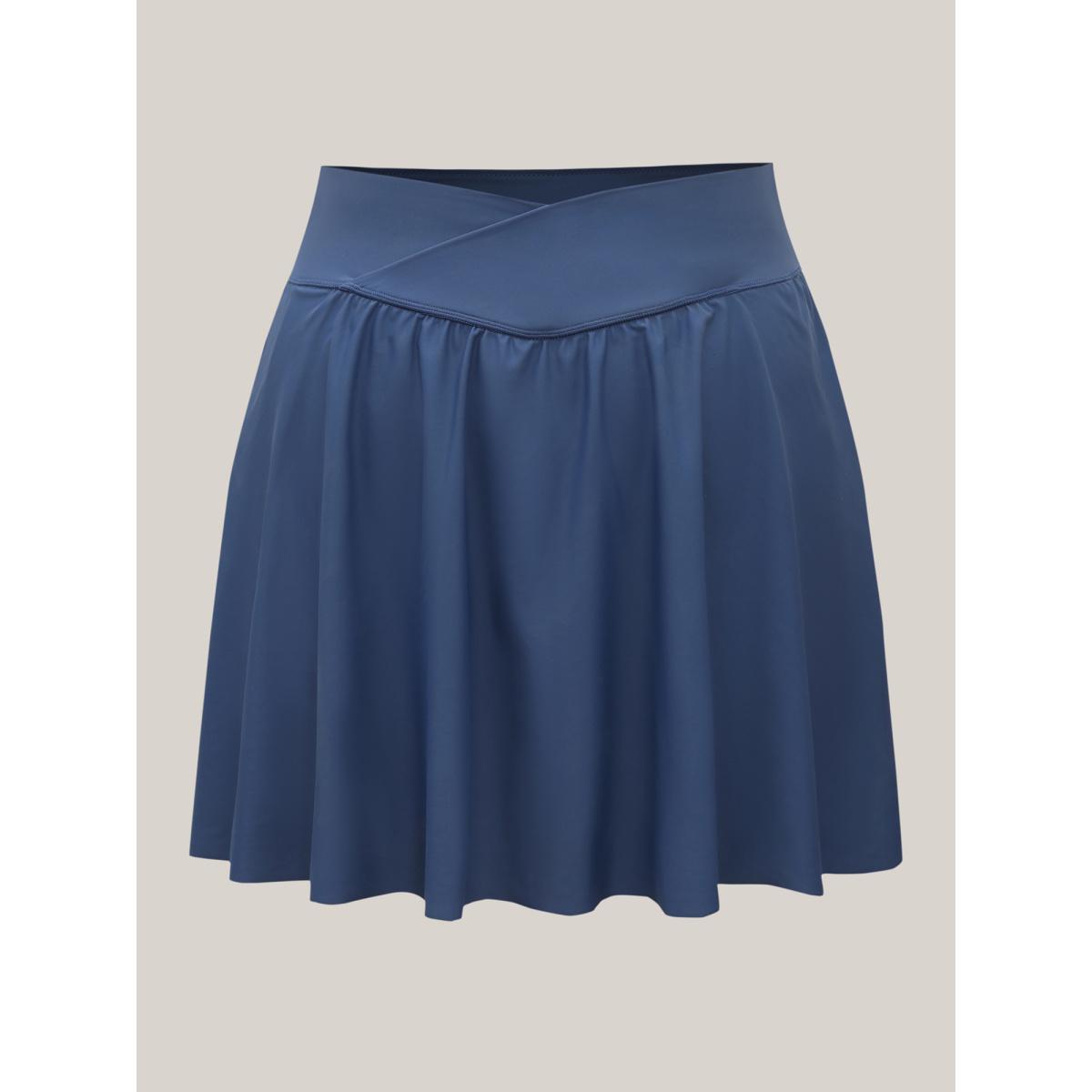 Plus Size Crossover Waist Pockets Swim Bottoms Women's Swimwear Aegean Beach Gathered High stretch Bodycon High Rise Side seam pocket Curve Swim Bottoms BloomChic 26/4X Product Image