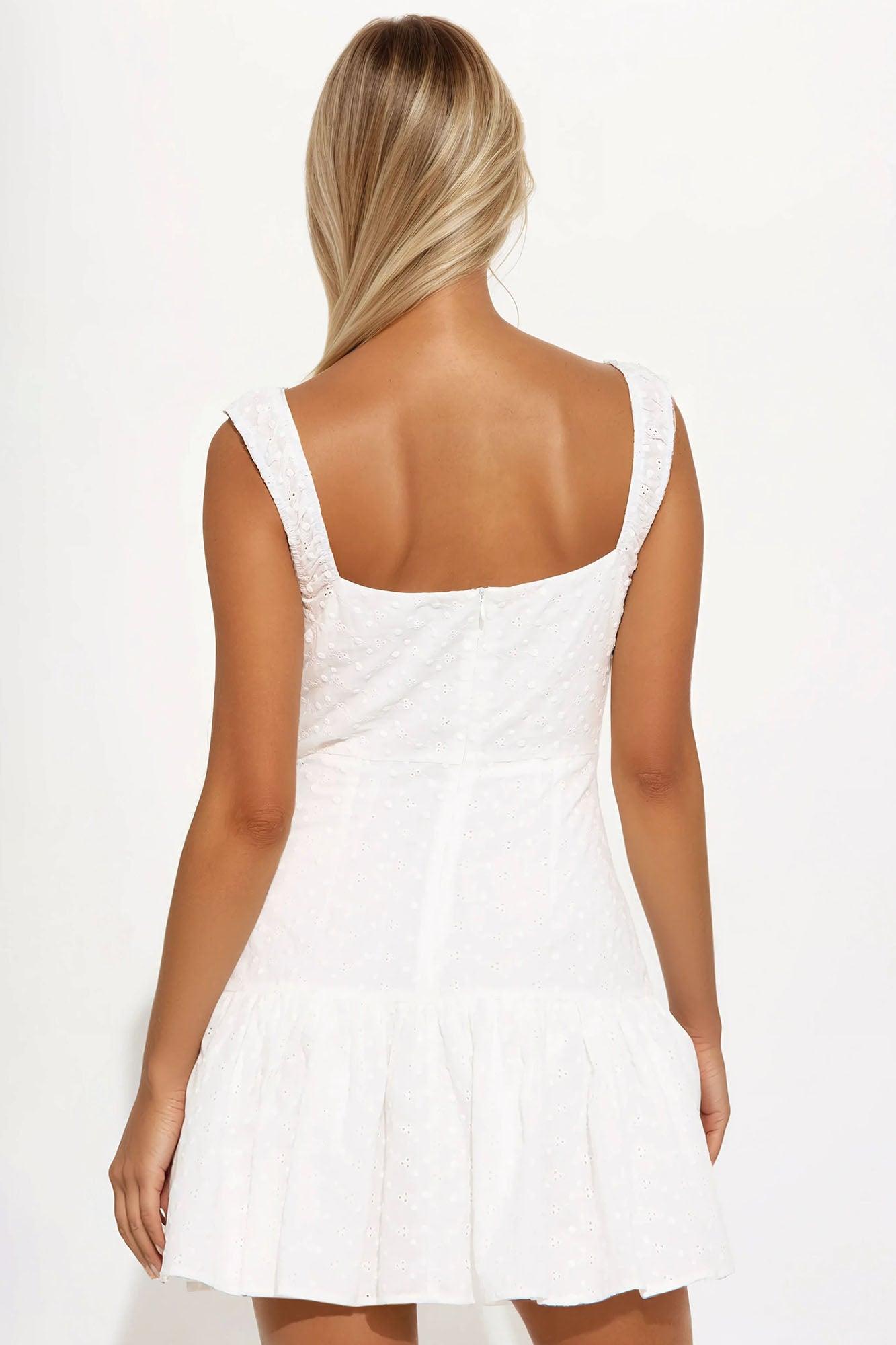 Nori Eyelet Mini Dress - White Product Image