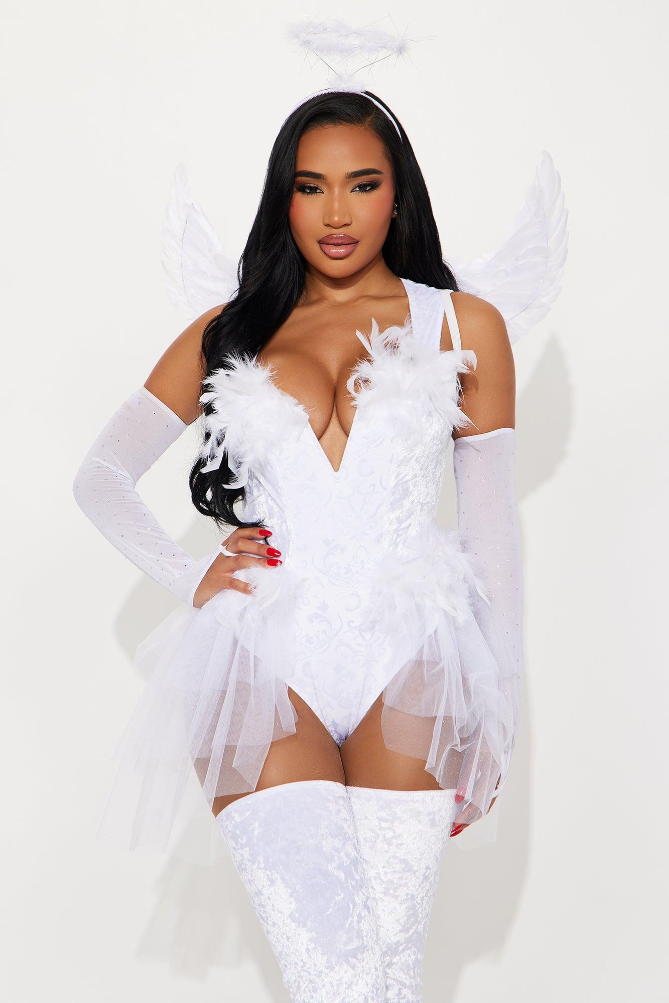 Heaven Sent Angel 4 Piece Costume Set - White Female Product Image