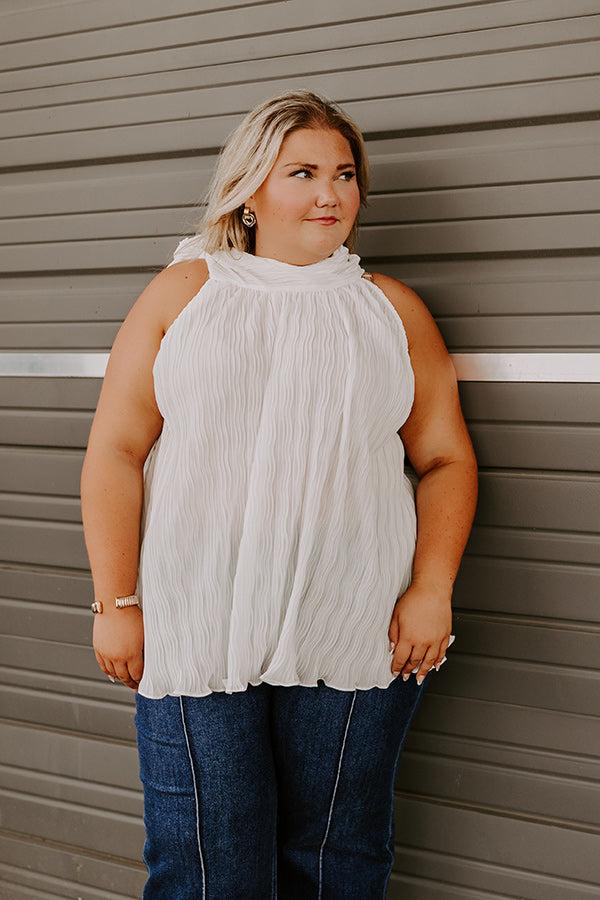 Lead Me Back To You Pleated Top in White Curves Product Image