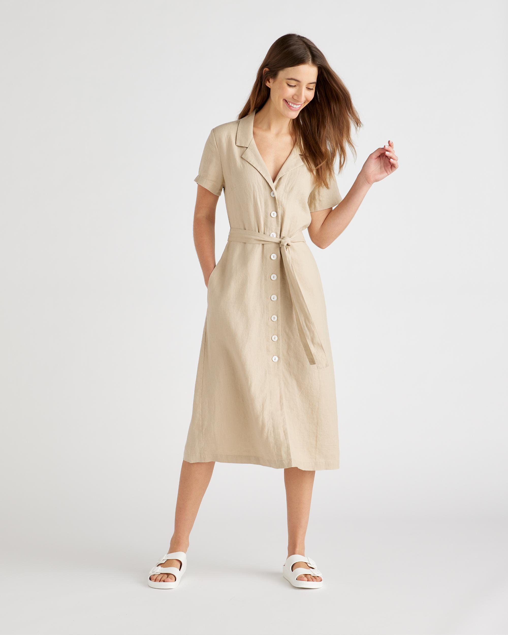 Quince | Women's Short Sleeve Dress Size XS, Linen Product Image