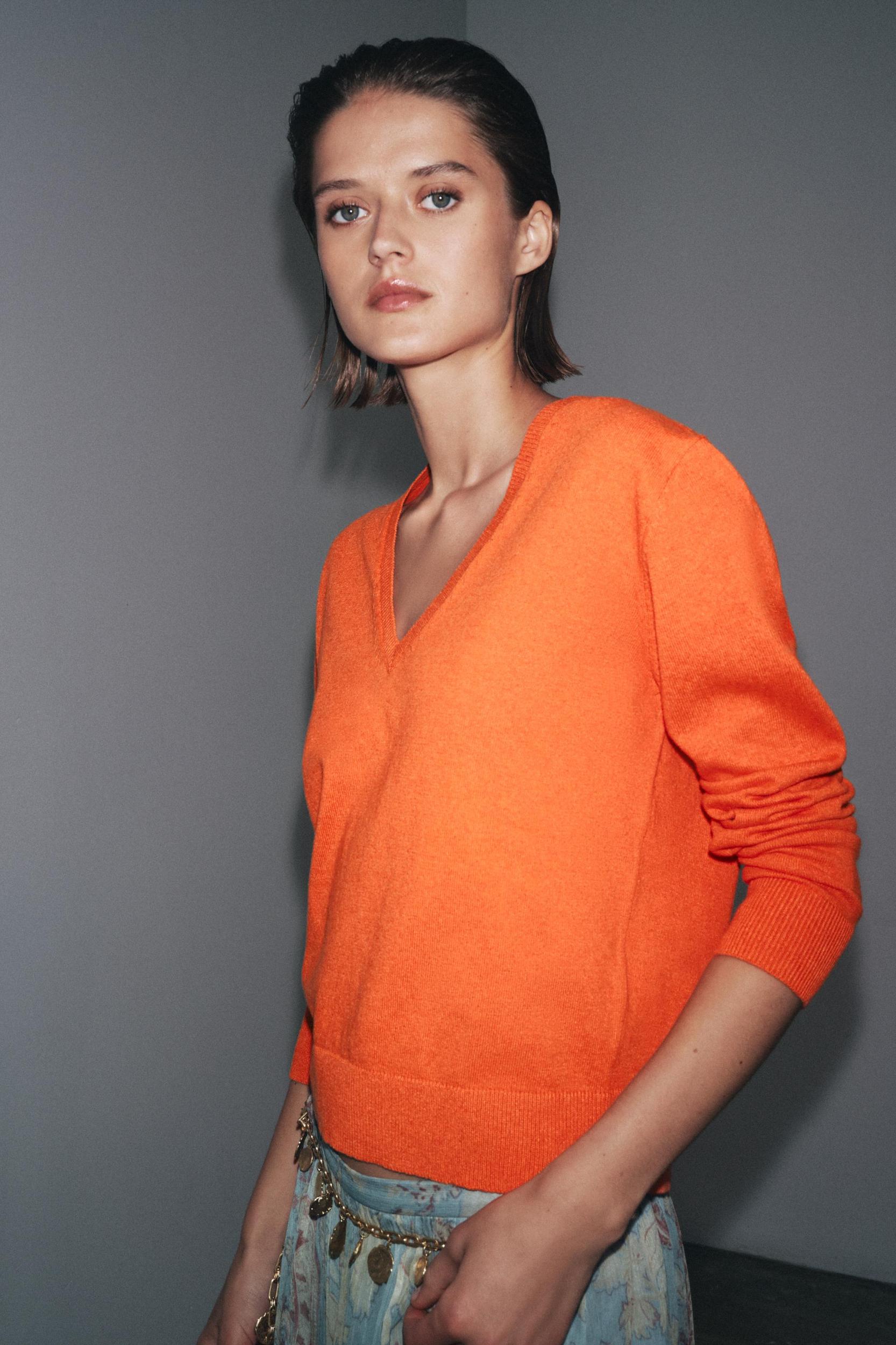 V-NECK BASIC KNIT SWEATER Product Image