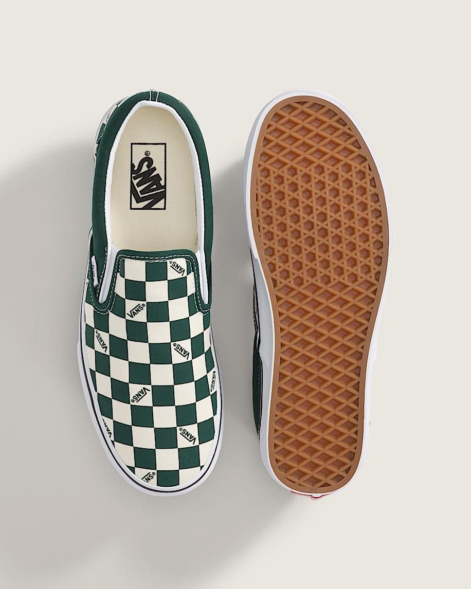 Classic Slip-On Checkerboard Shoe in Checkerboard Emerald Green| Vans US Product Image
