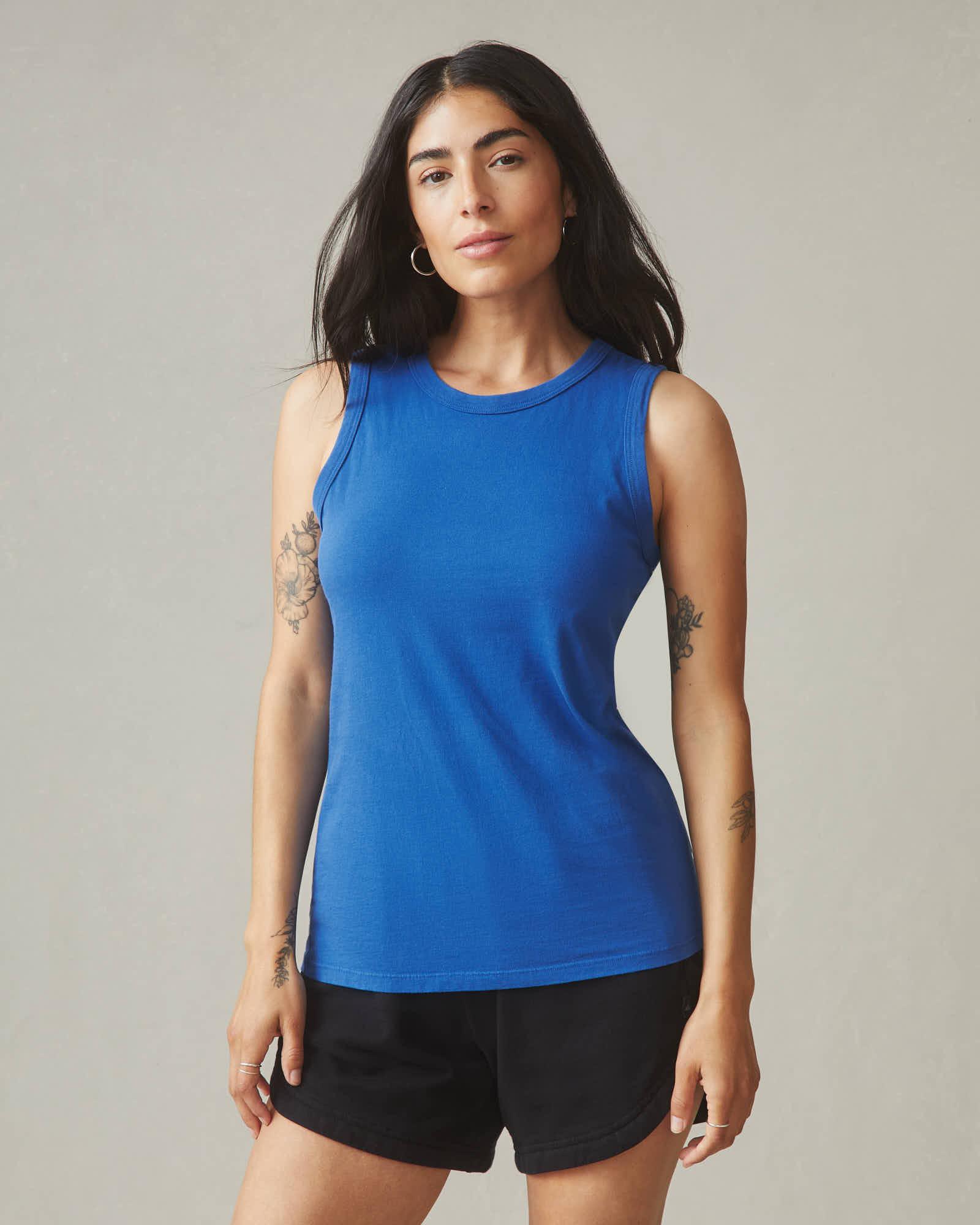 Women's Classic Cotton Muscle Tank - Blue Aura Female Product Image