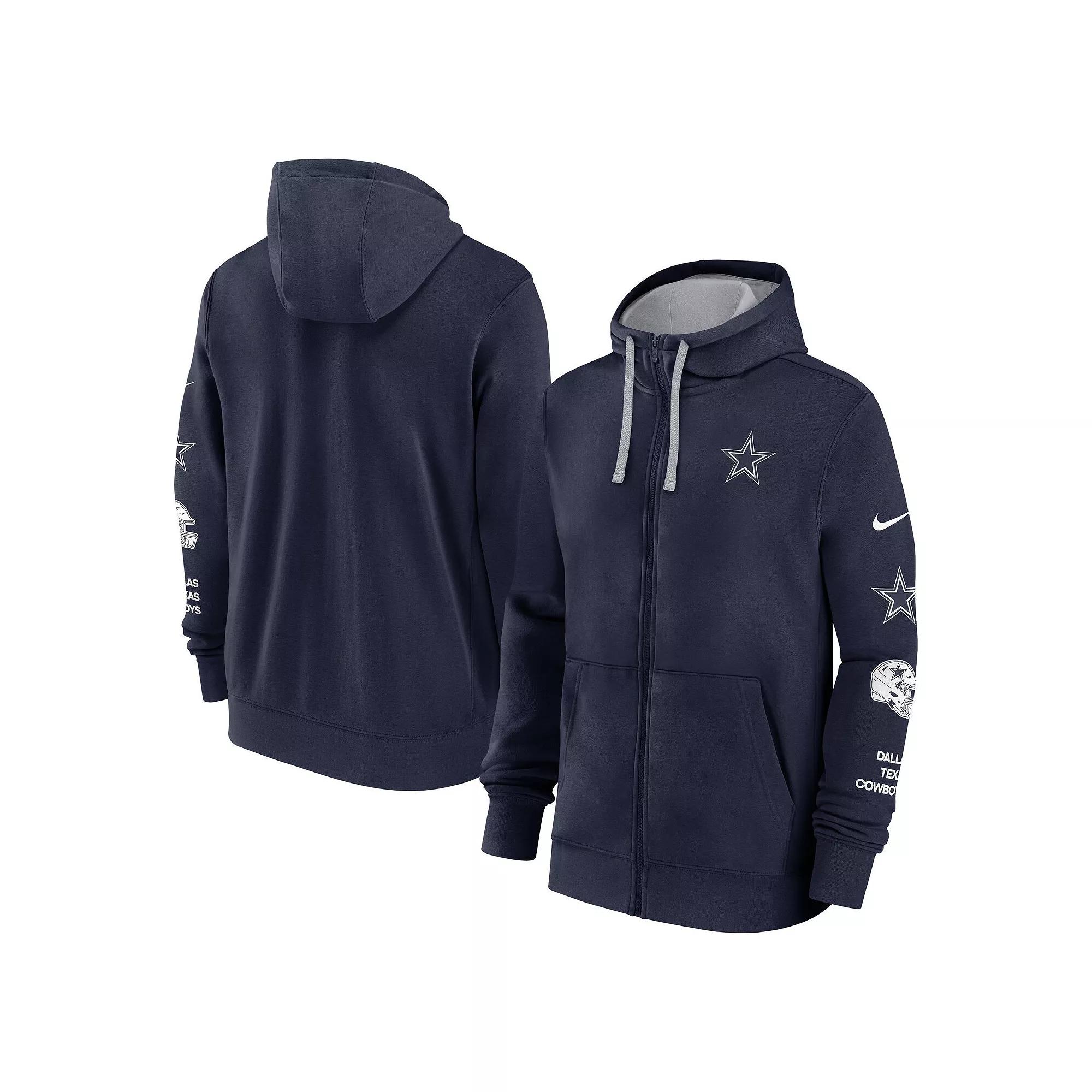 Men's Nike Navy Dallas Cowboys Multi Logo Full-Zip Hoodie, Size: Medium, Blue Product Image