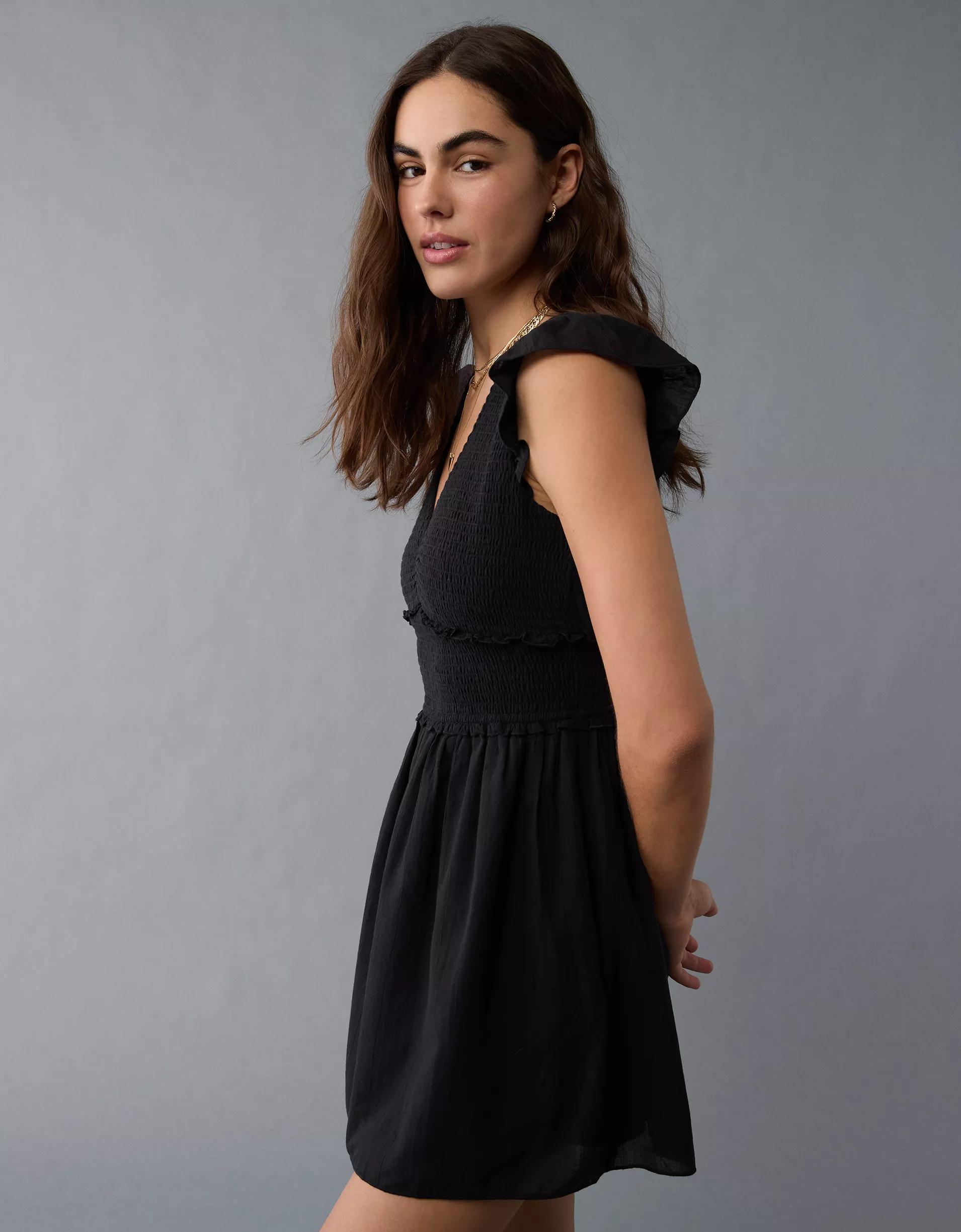 AE Smocked Flutter Sleeve Mini Dress Product Image