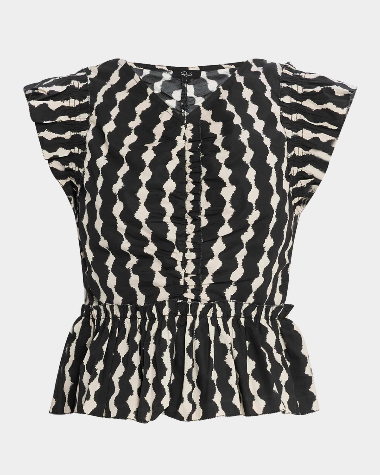 Cali Flutter-Sleeve Peplum Blouse Product Image