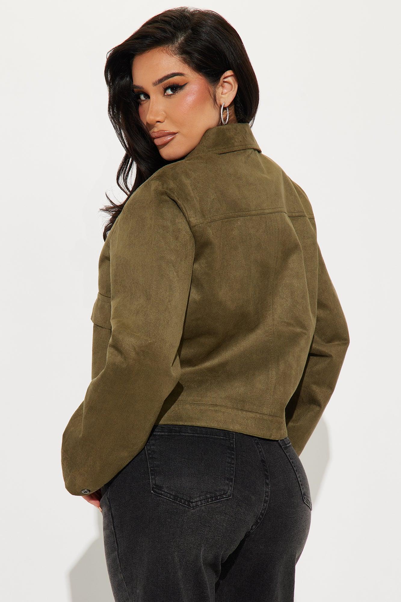How It IS Faux Suede Jacket - Olive Female Product Image