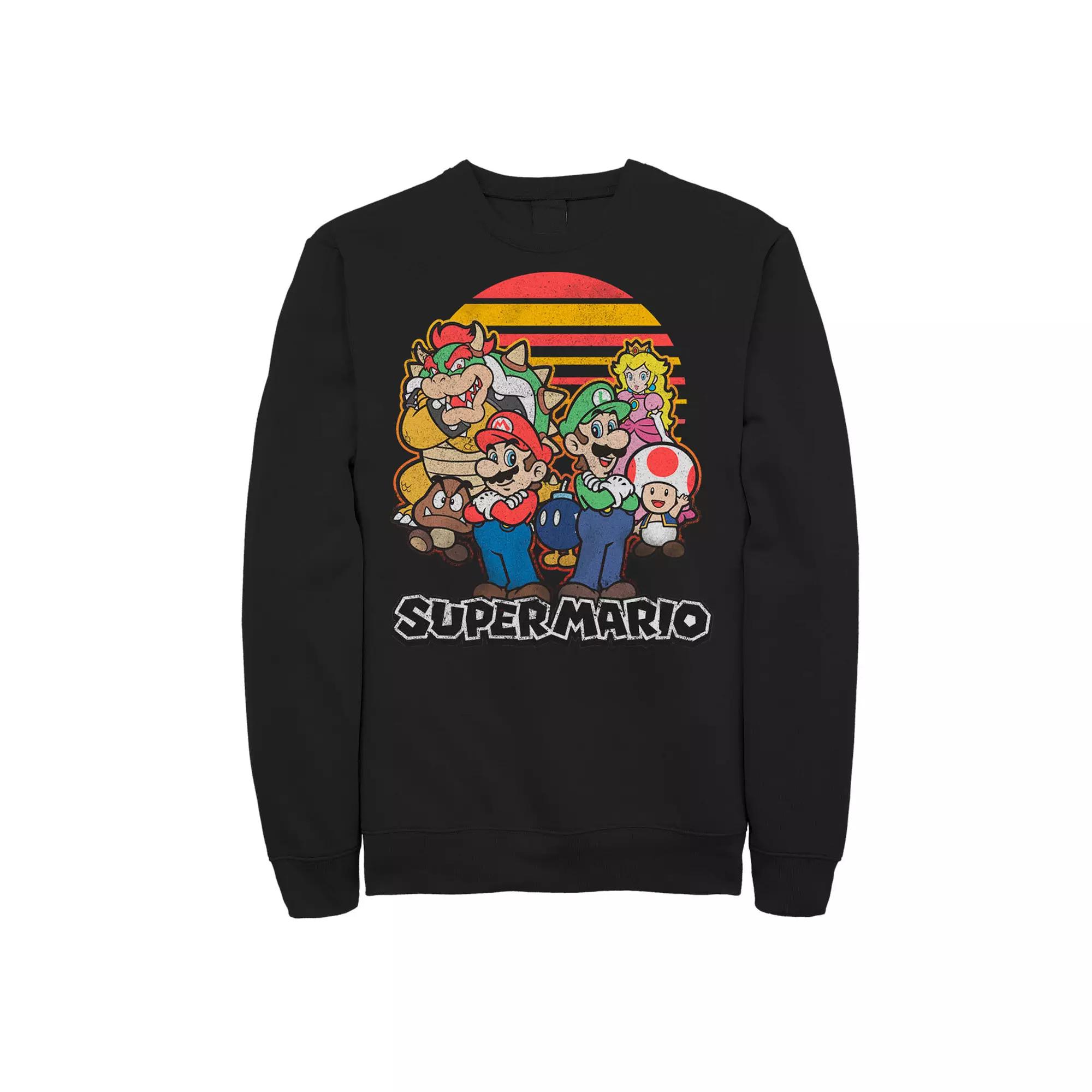 Men's Super Mario Retro Sunset Group Shot Fleece,  Product Image