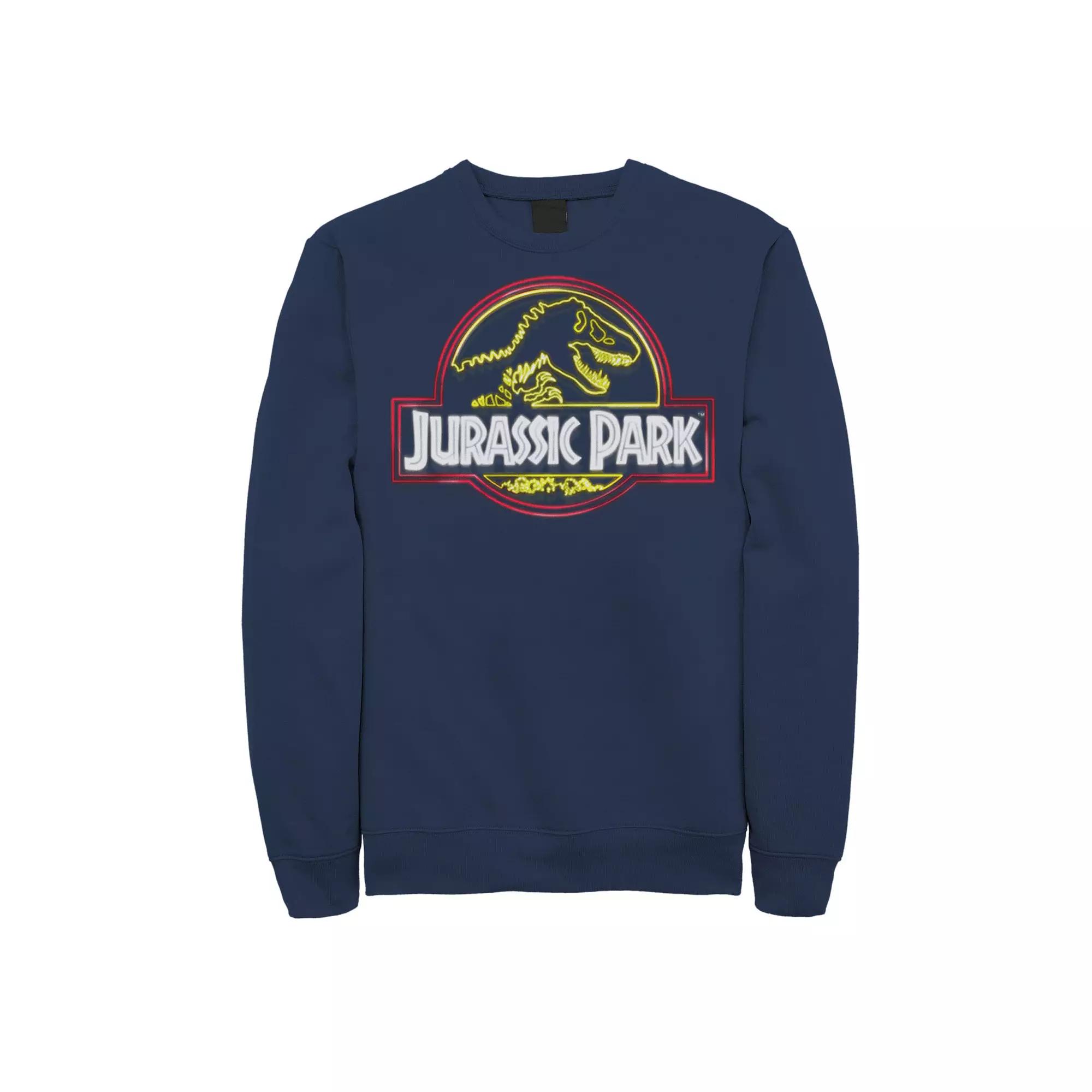 Men's Jurassic Park Neon Sign Fossil Logo Fleece Pullover,  Product Image