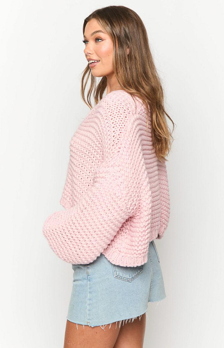 Jen Light Pink Knit Cardigan Product Image