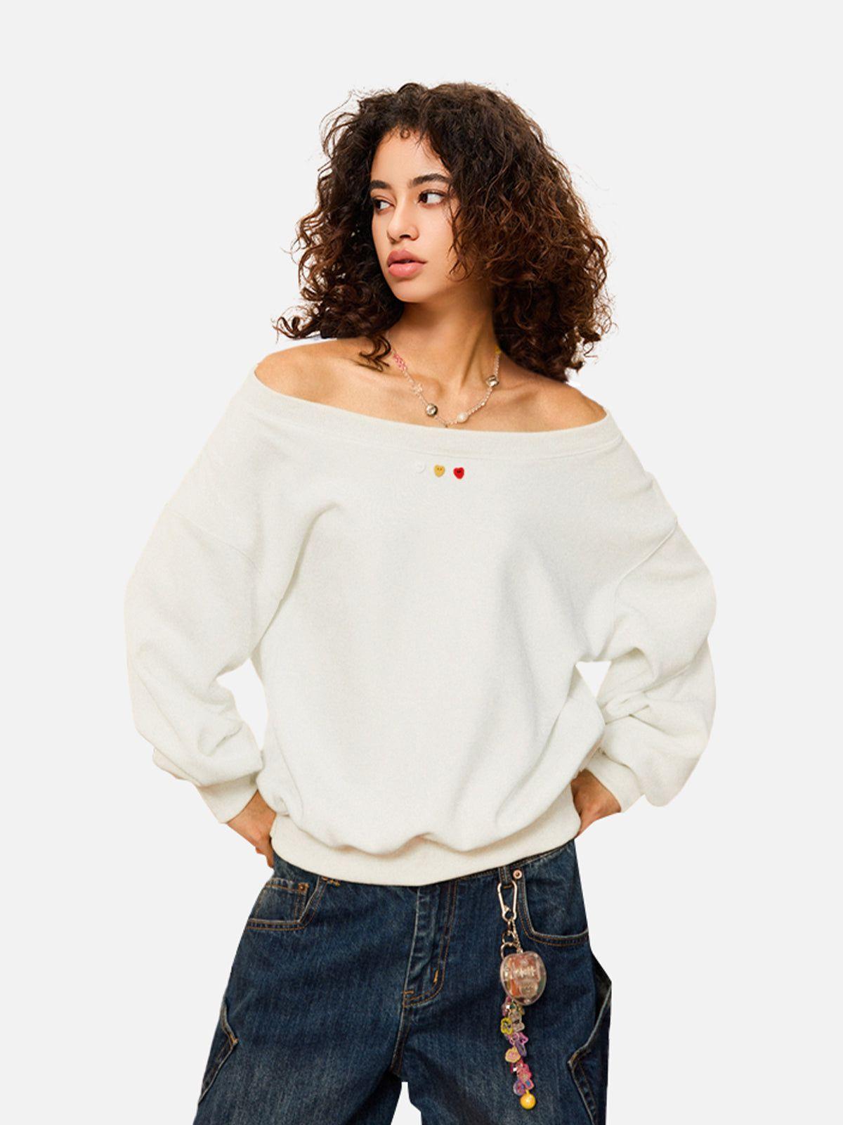 Aelfric Eden Heart Button Cropped Sweatshirt Female Product Image