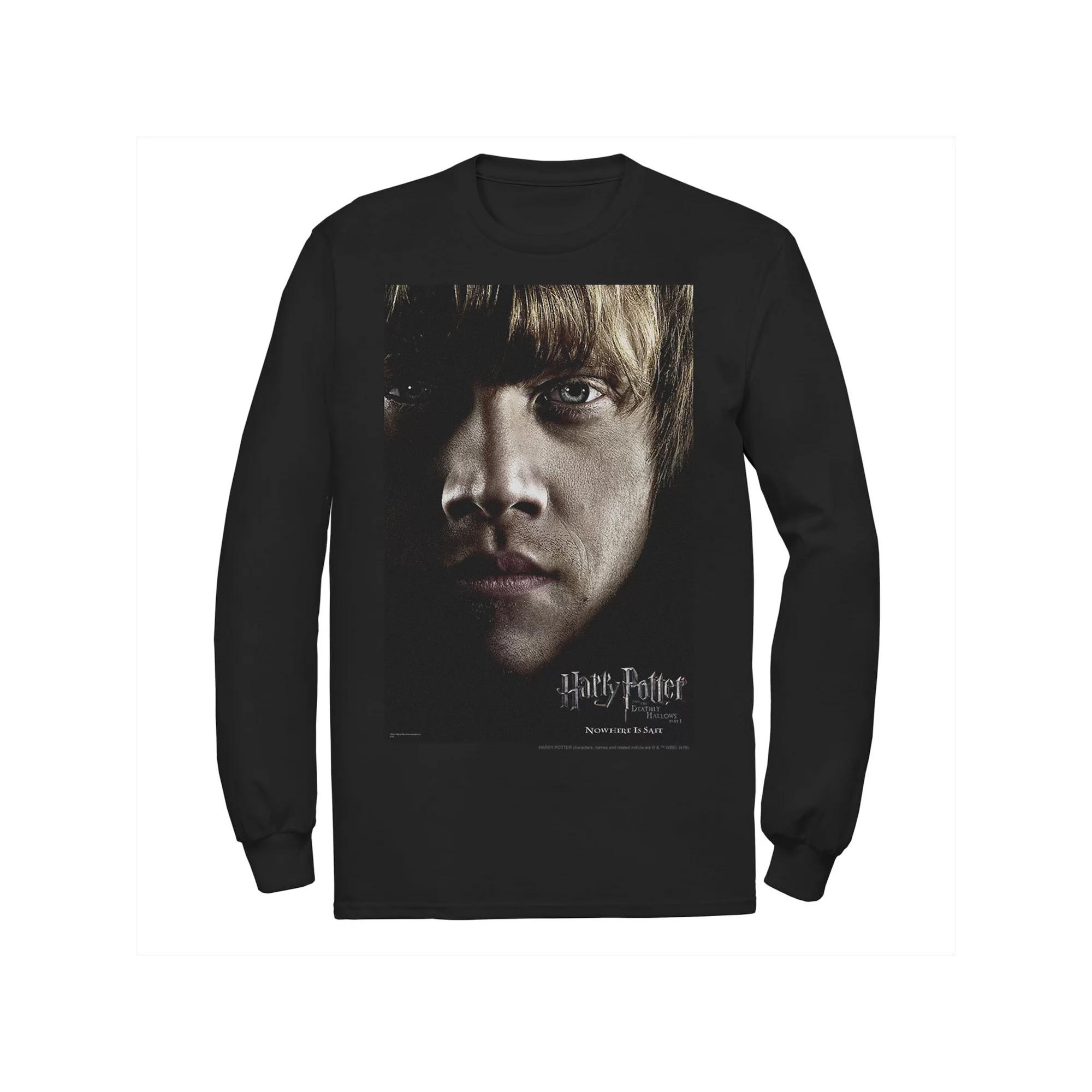 Men's Harry Potter Deathly Hallows Ron Character Poster Long Sleeve Graphic Tee,  Product Image